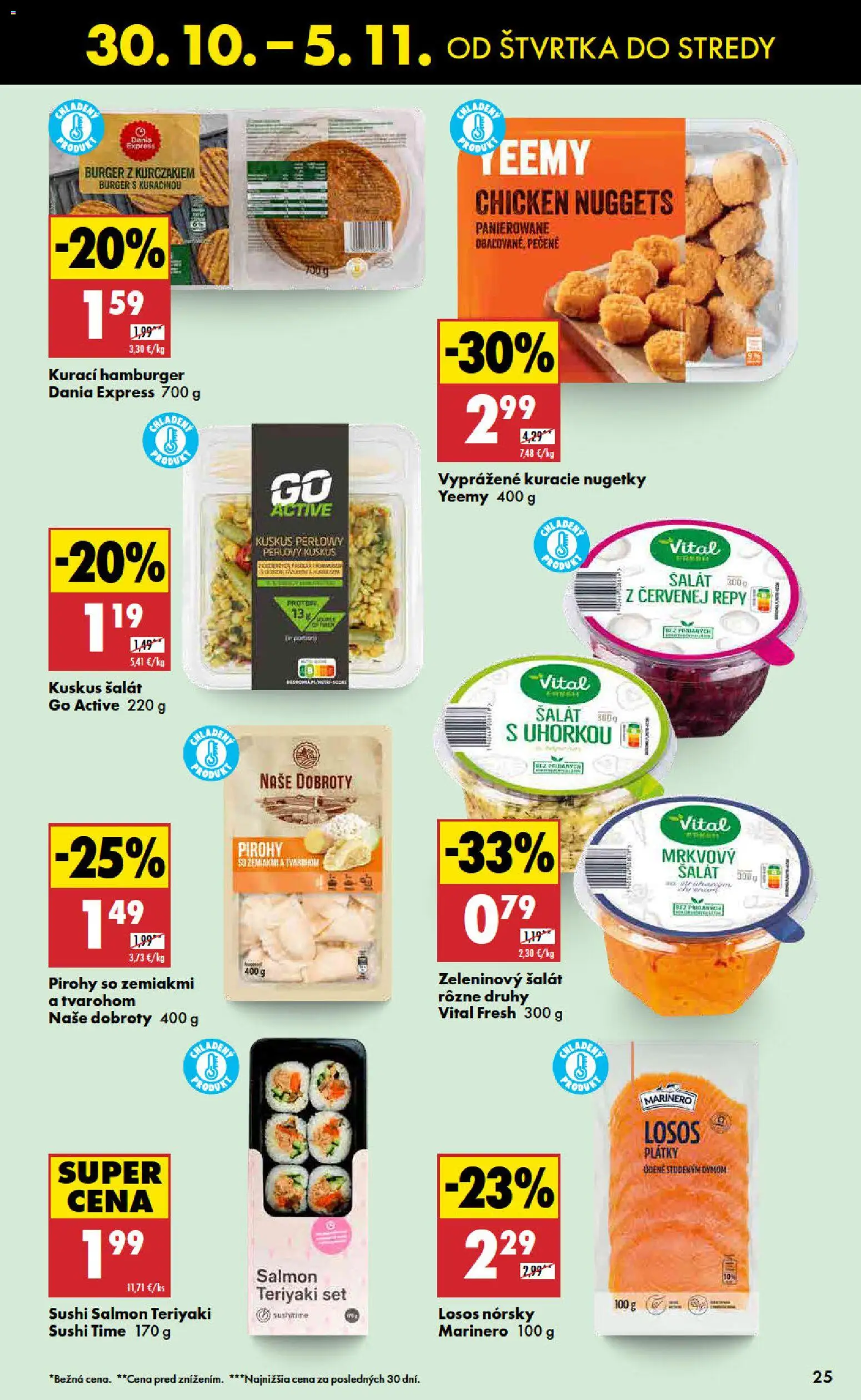 Nové Biedronka akcie – leták je platný od 30.10.2025 | Strana: 25 | Produkty: Pirohy, Losos, Šalát, Sushi