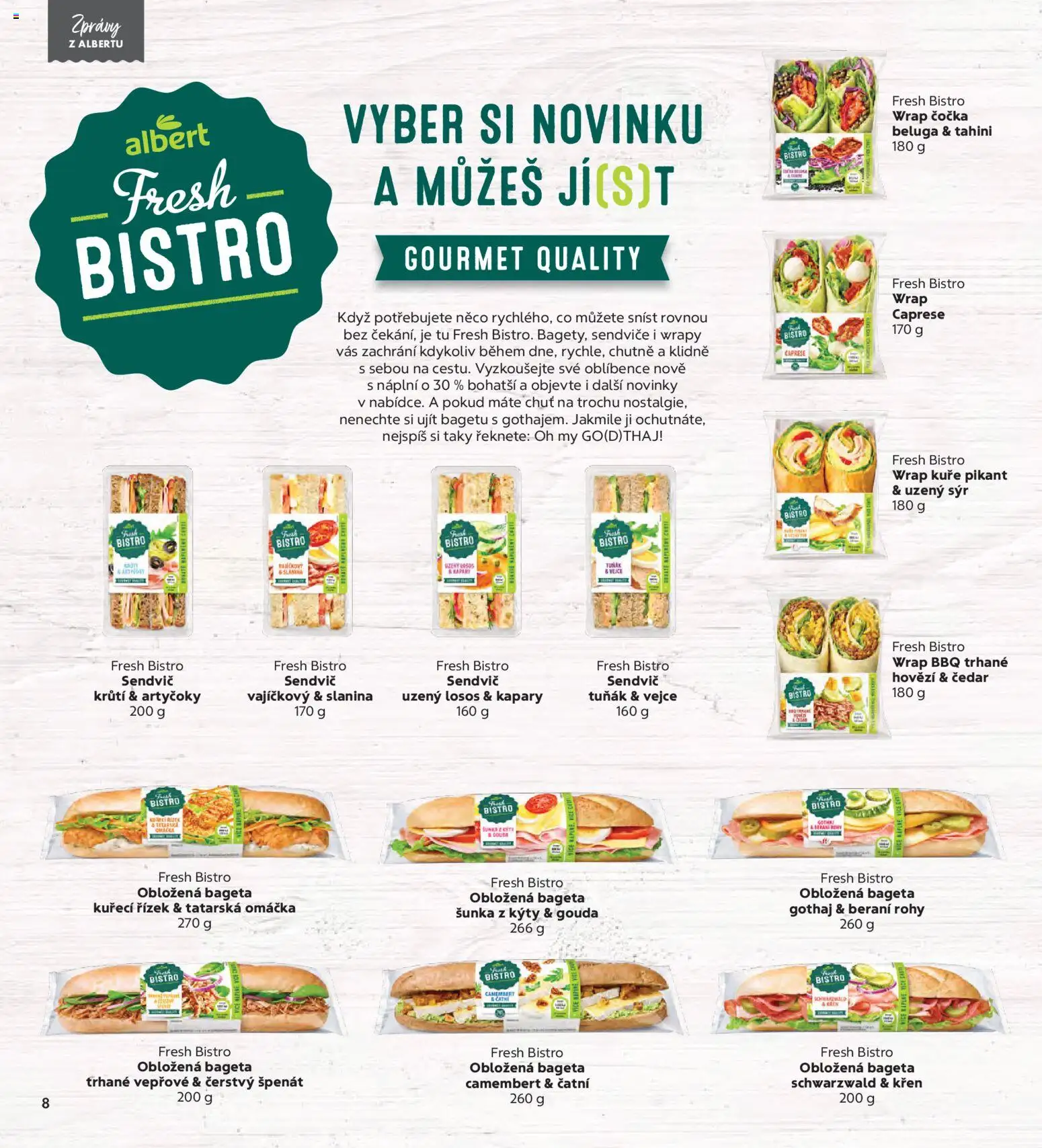 Albert magazín od 01.03.2026 | Strana: 8 | Produkty: Šunka, Špenát, Tatarská omáčka, Kuře