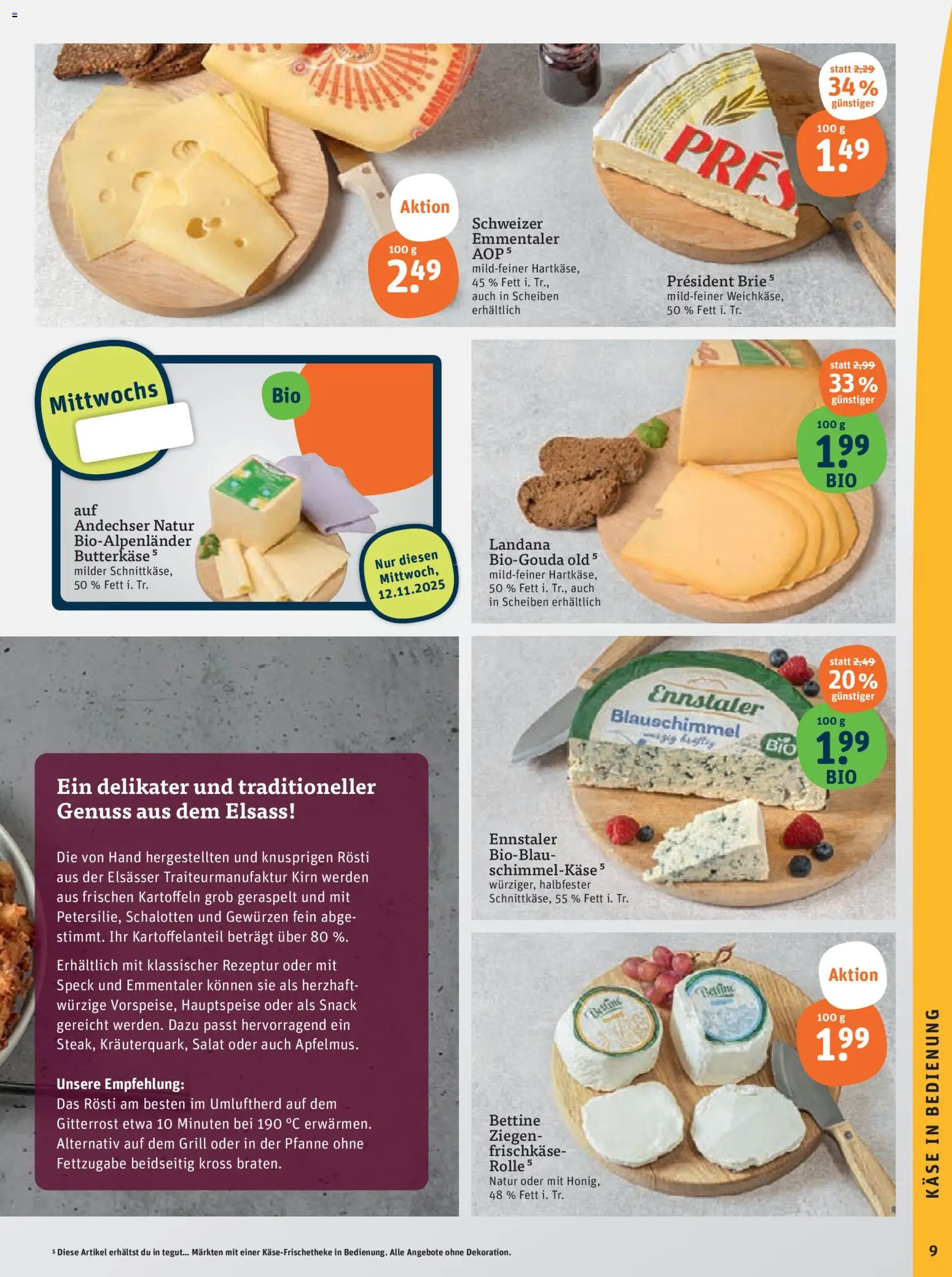 Tegut Prospekt – gültig ab 10.11.2025 | Seite: 11 | Produkte: Käse, Kartoffeln, Salat, Frischkase