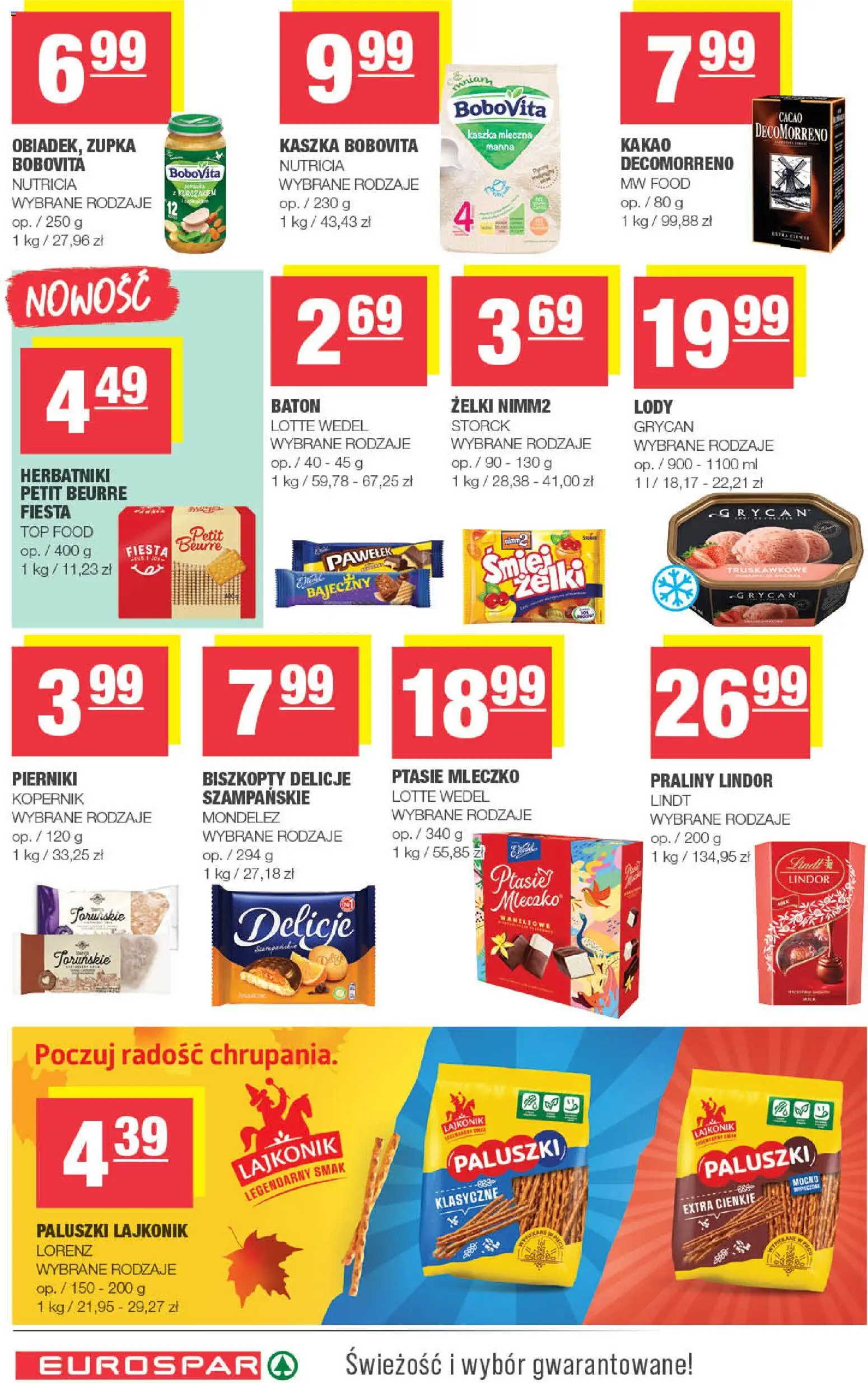 Spar Gazetka - Eurospar od 19.11.2025 | Strona: 12 | Produkty: Praliny, Herbatniki, Ptasie mleczko, Paluszki