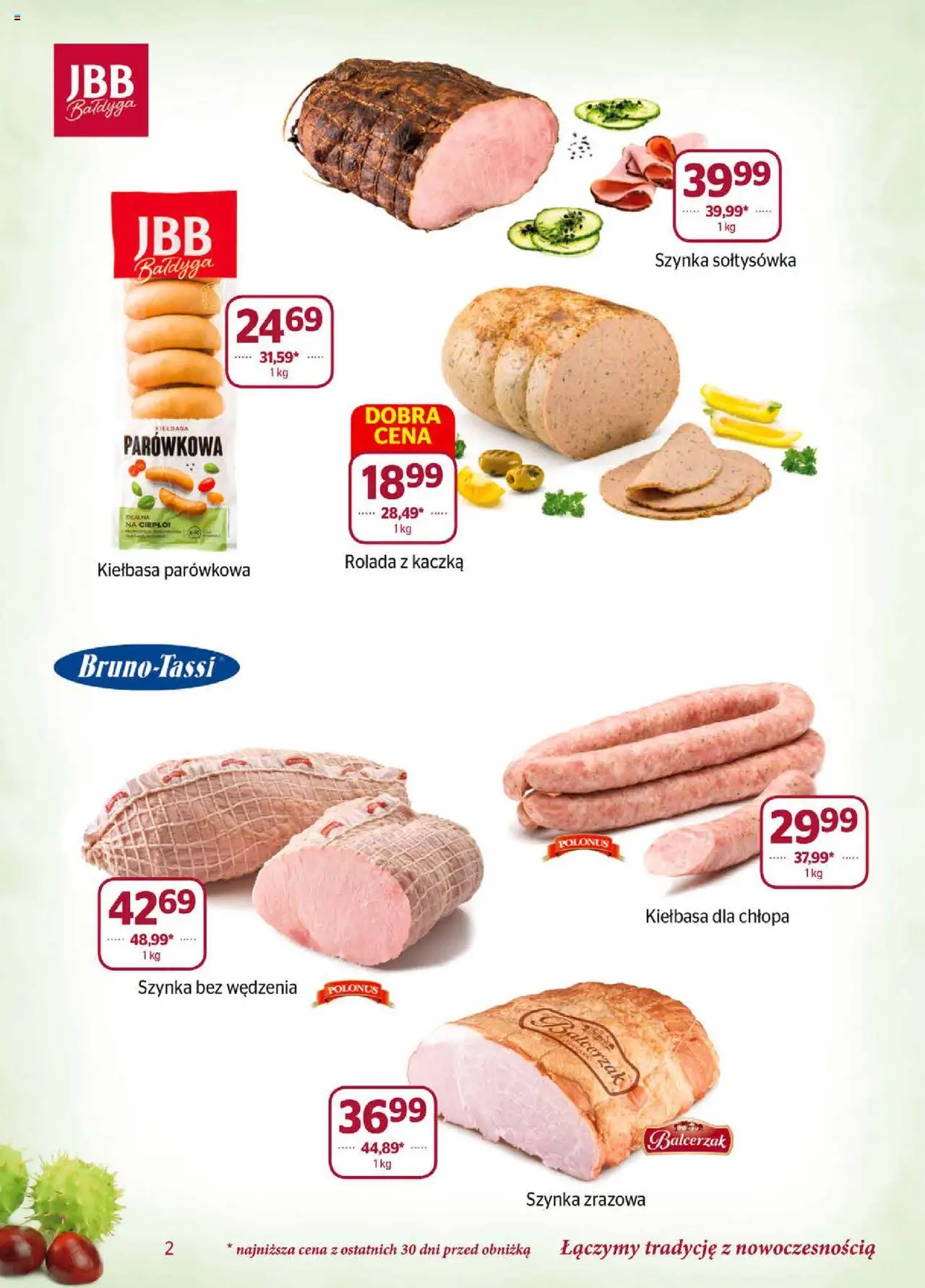 Społem Gazetka od 01.10.2025 | Strona: 2 | Produkty: Kiełbasa, Rolada, Kaczka, Szynka