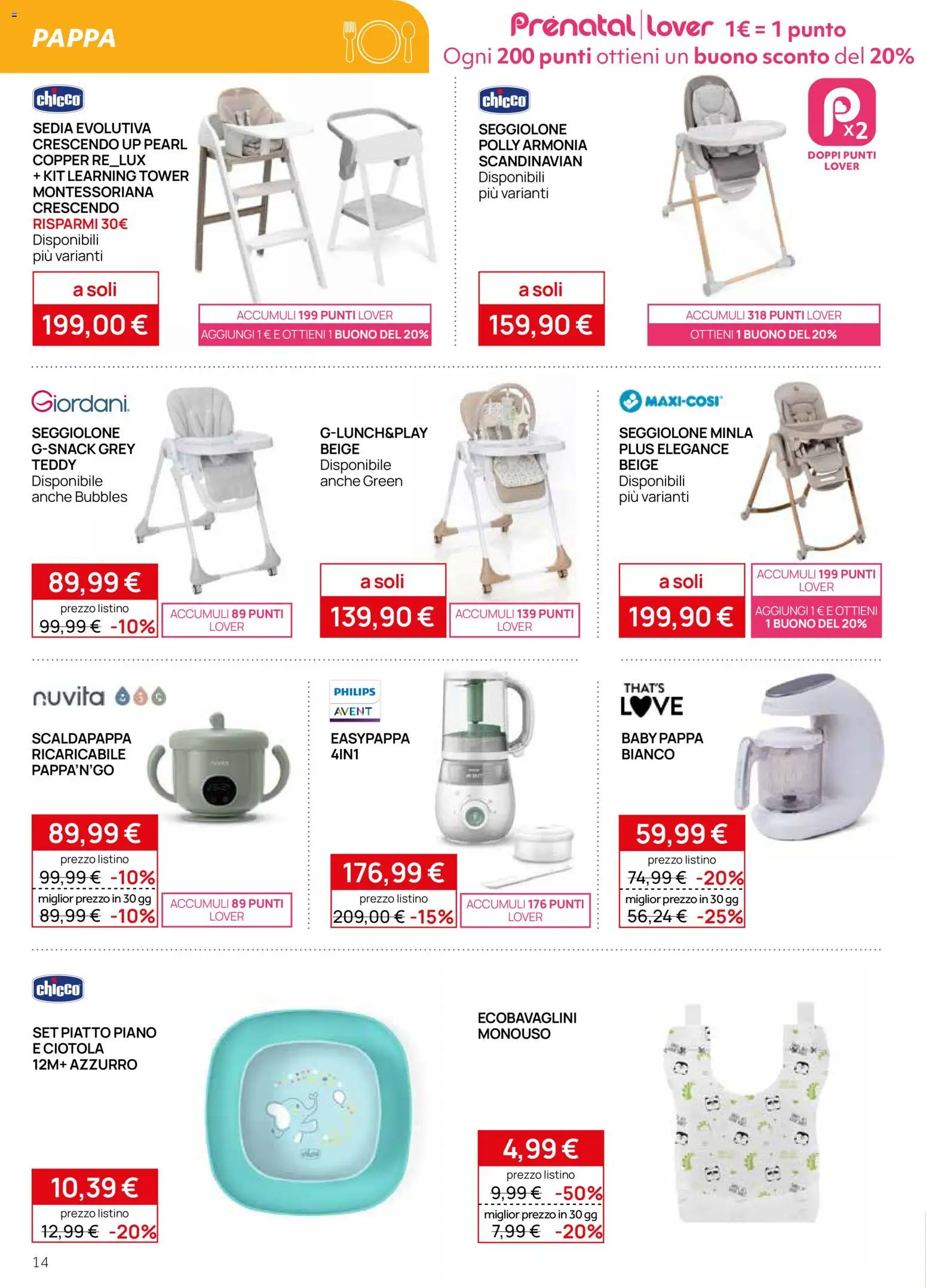 Volantino Prenatal del 09.01.2026 | Pagina: 14 | Prodotti: Piatto, Sedia, Ciotola
