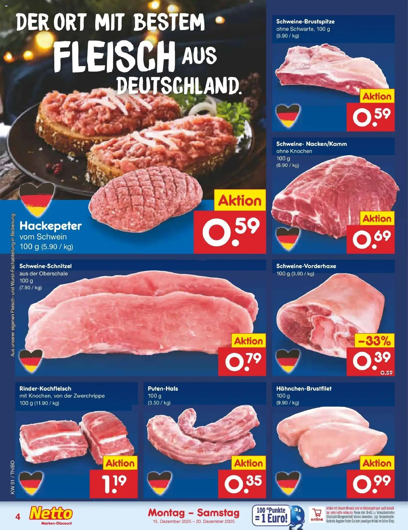 Netto Marken-Discount prospekt Thiendorf	 – gültig ab 15.12.2025 | Seite: 4 | Produkte: Fleisch