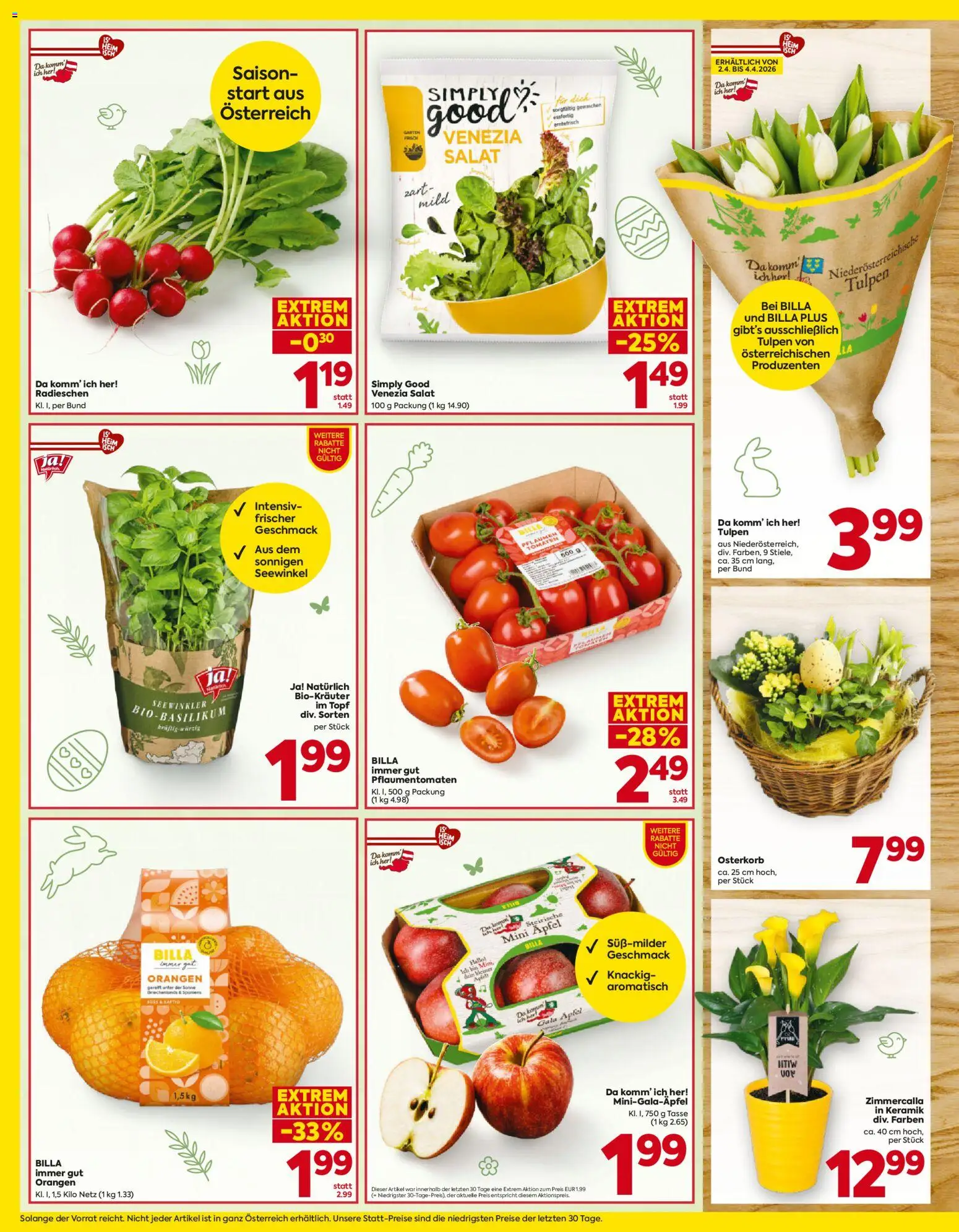 Billa Flugblatt - Burgenland gültig ab 26.03.2026 | Seite: 16 | Produkte: Salat, Äpfel, Orangen, Tomaten