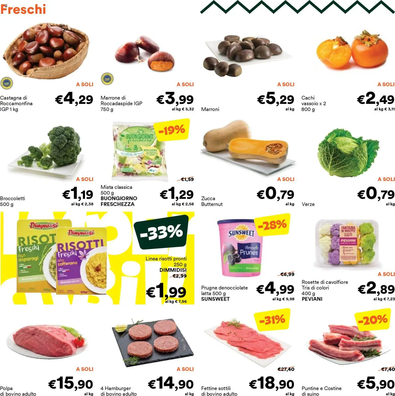 Volantino Unes del 22.10.2025 | Pagina: 2 | Prodotti: Broccoletti, Cachi, Asparagi, Vassoio