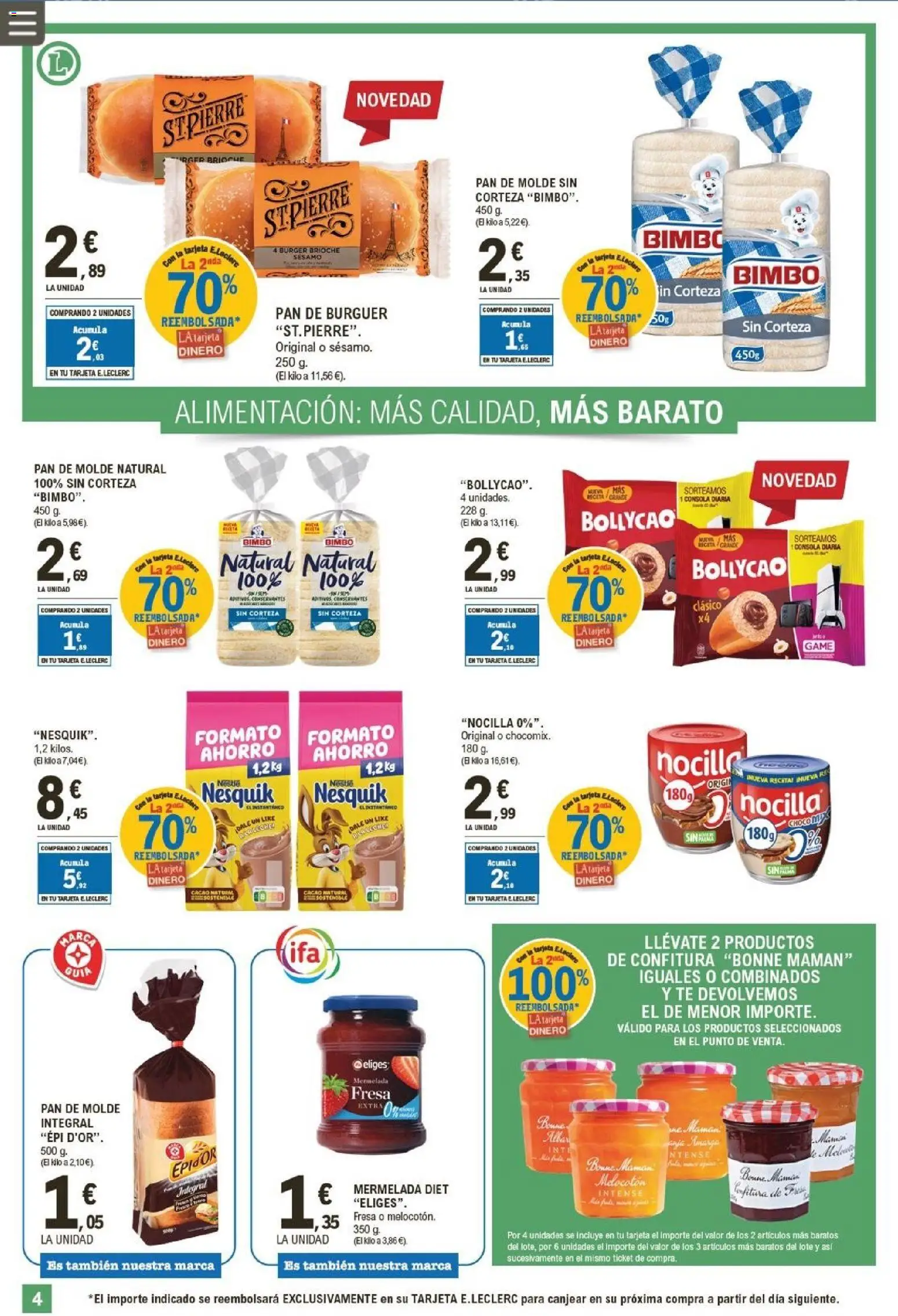 E.Leclerc folleto │ válido desde el 05.11.2025 | Página: 4 | Productos: Pan, Té, Pan de molde, Φρυγανιές σικάλεως
