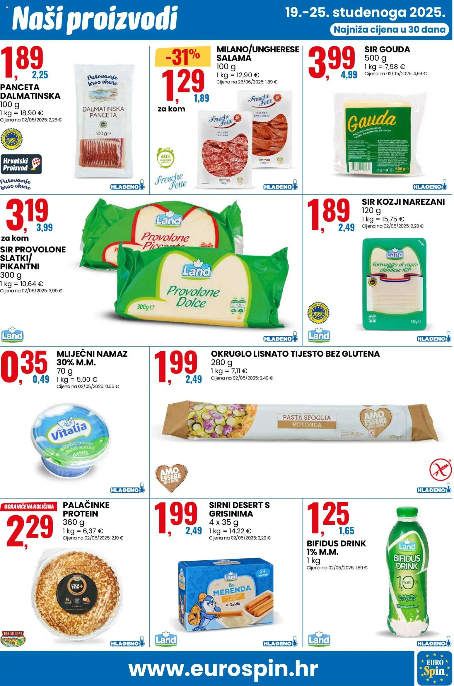 Eurospin katalog | vrijedi od 19.11.2025 | Stranica: 3 | Proizvodi: Gauda, Salama, Lisnato tijesto, Panceta
