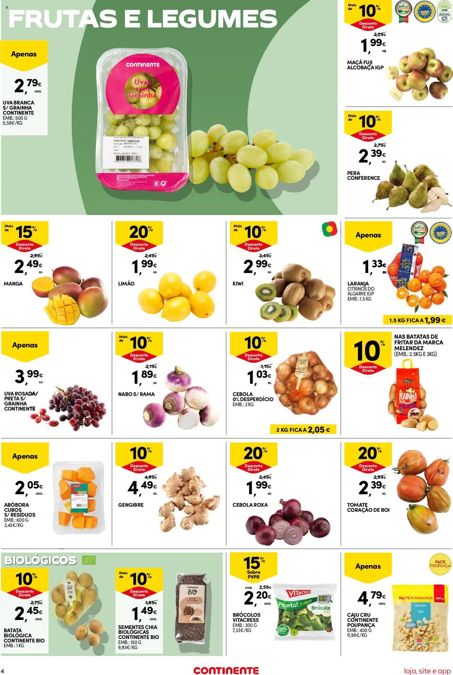 Continente Semanal Continente Bom Dia │ válido de 10.03.2026 | Página: 4 | Produtos: Brócolos, Cebola, Abóbora, Tomate