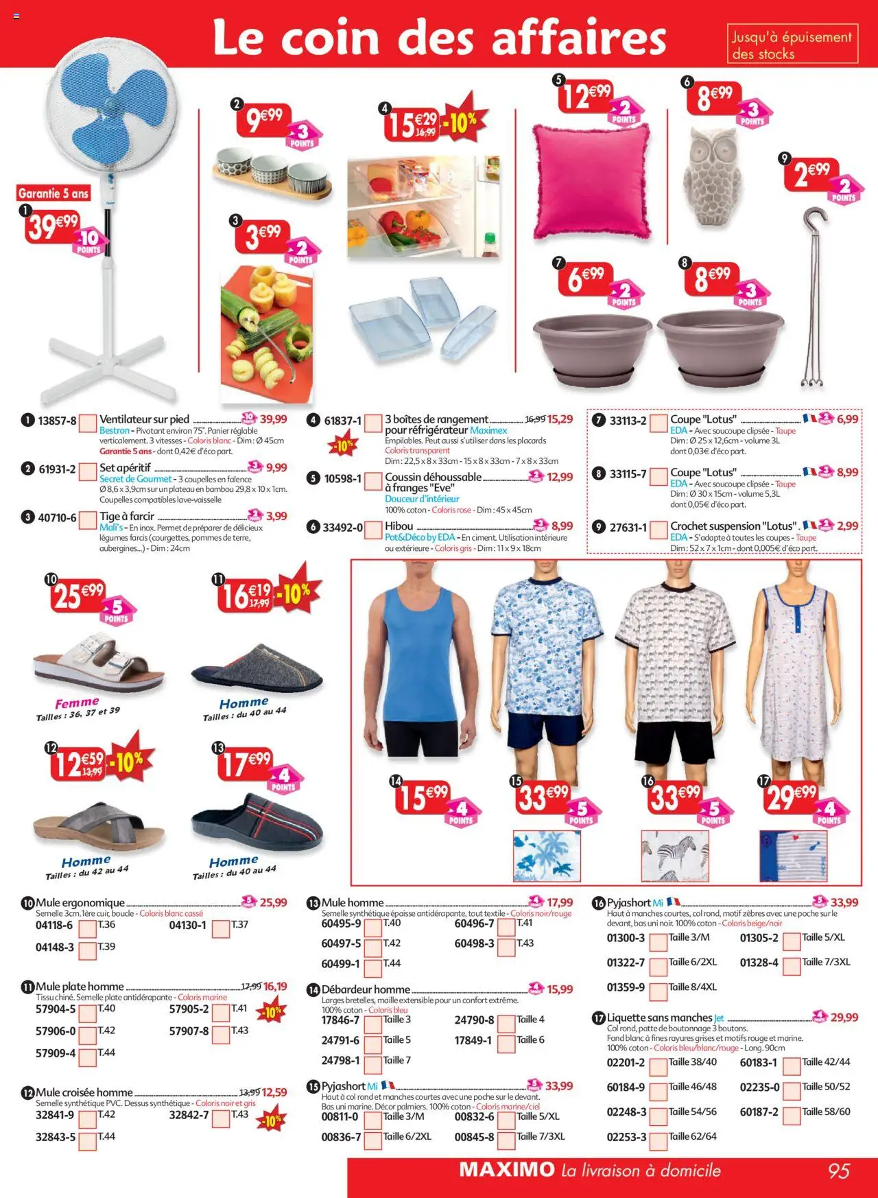  | Page: 95 | Produits: Réfrigérateur, Plateau, Suspension, Panier