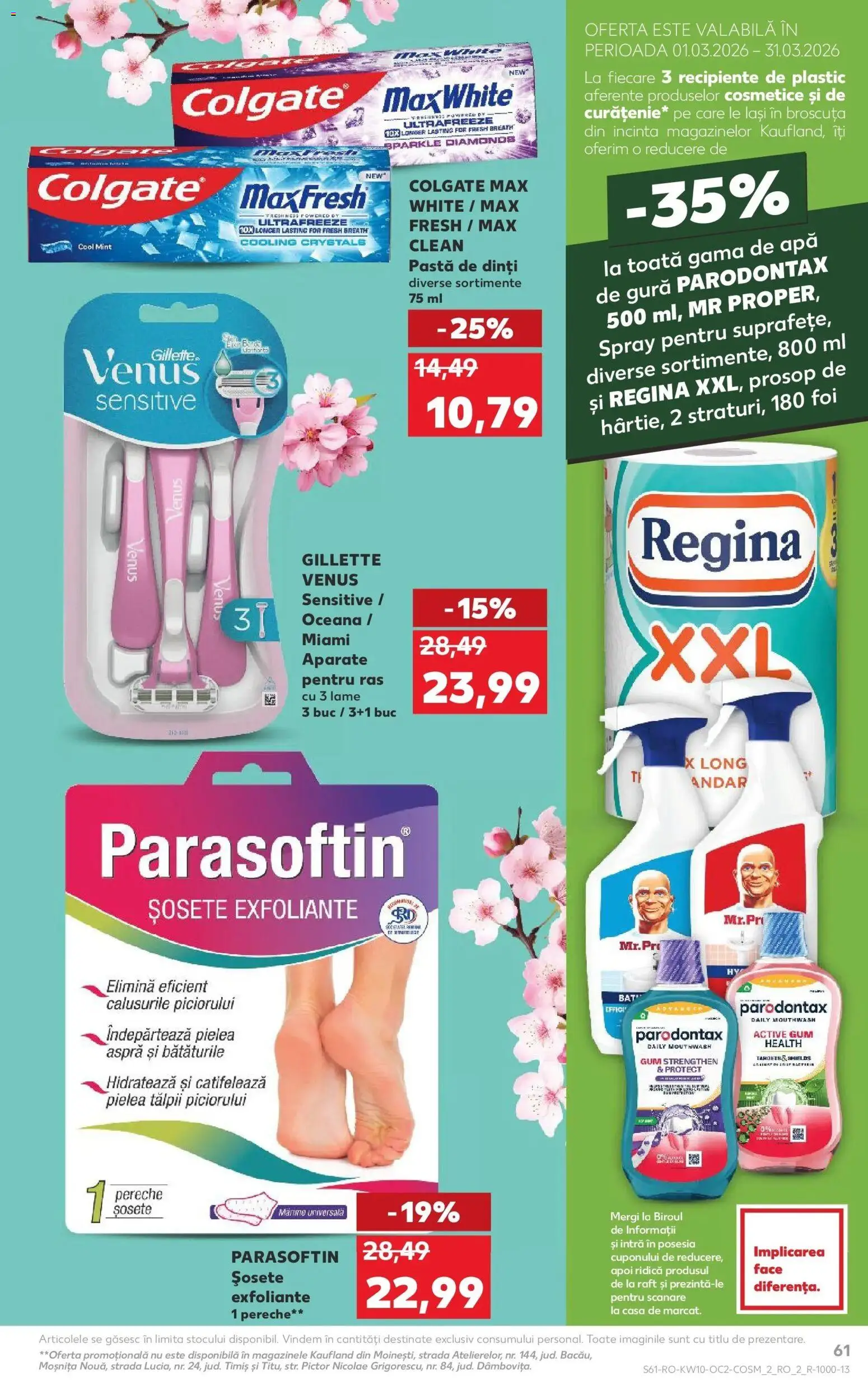Noul catalog Kaufland – valabil de la 04.03.2026 | Pagină: 61 | Produse: Recipiente, Pastă de dinți, Șosete, Apă