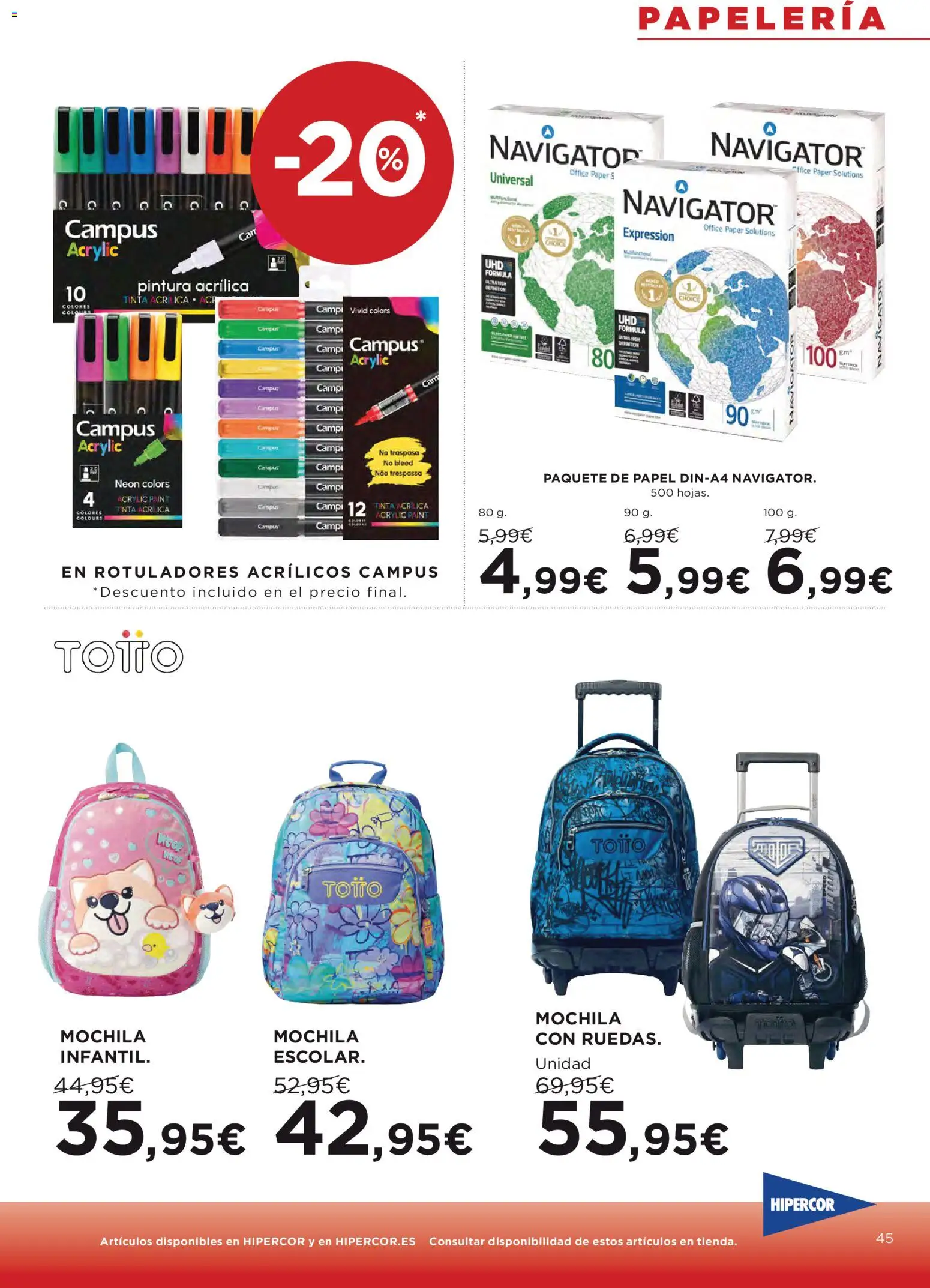Hipercor catálogo │ válido desde el 12.03.2026 | Página: 45 | Productos: Mochila