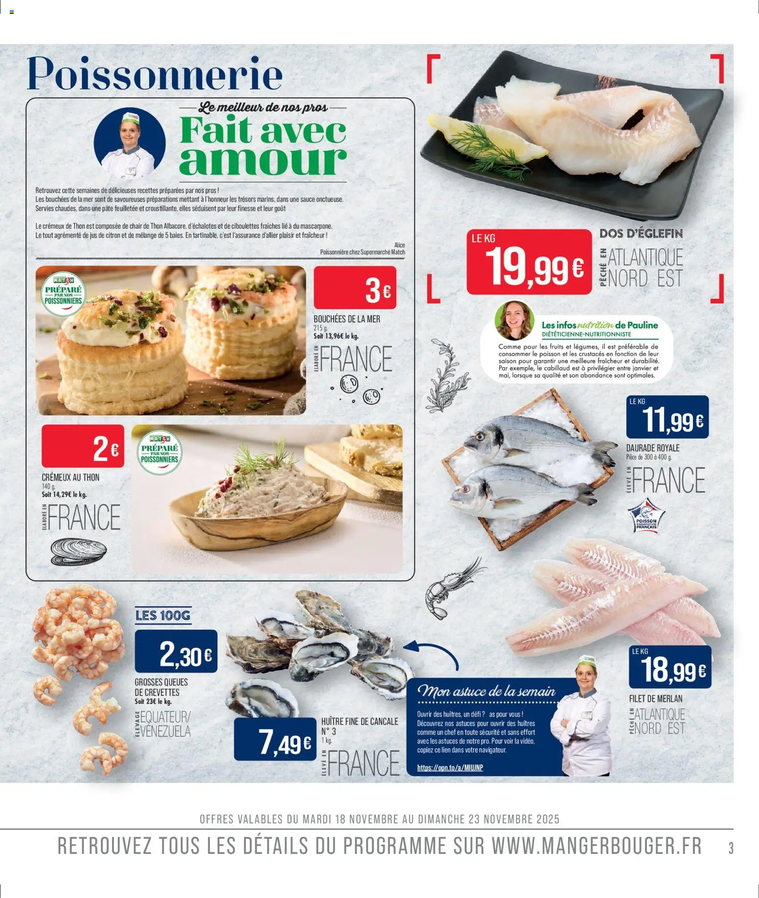 {H1} | Page: 3 | Produits: Poissonnerie, Crevettes, Jus de citron, Daurade royale