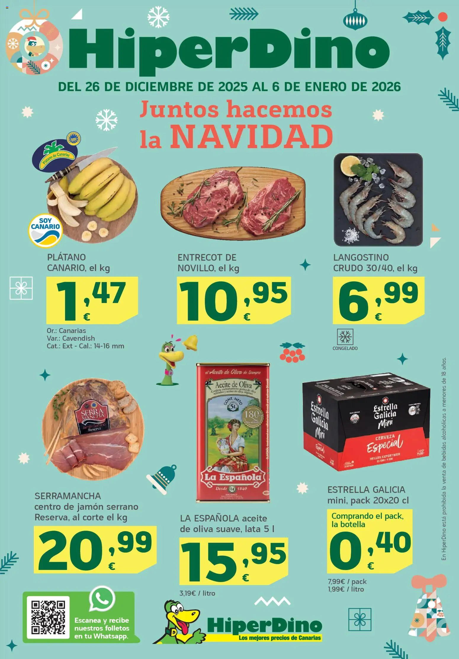 HiperDino folleto │ válido desde el 26.12.2025 | Página: 1 | Productos: Aceite, Cerveza, Aceite de oliva, Langostino