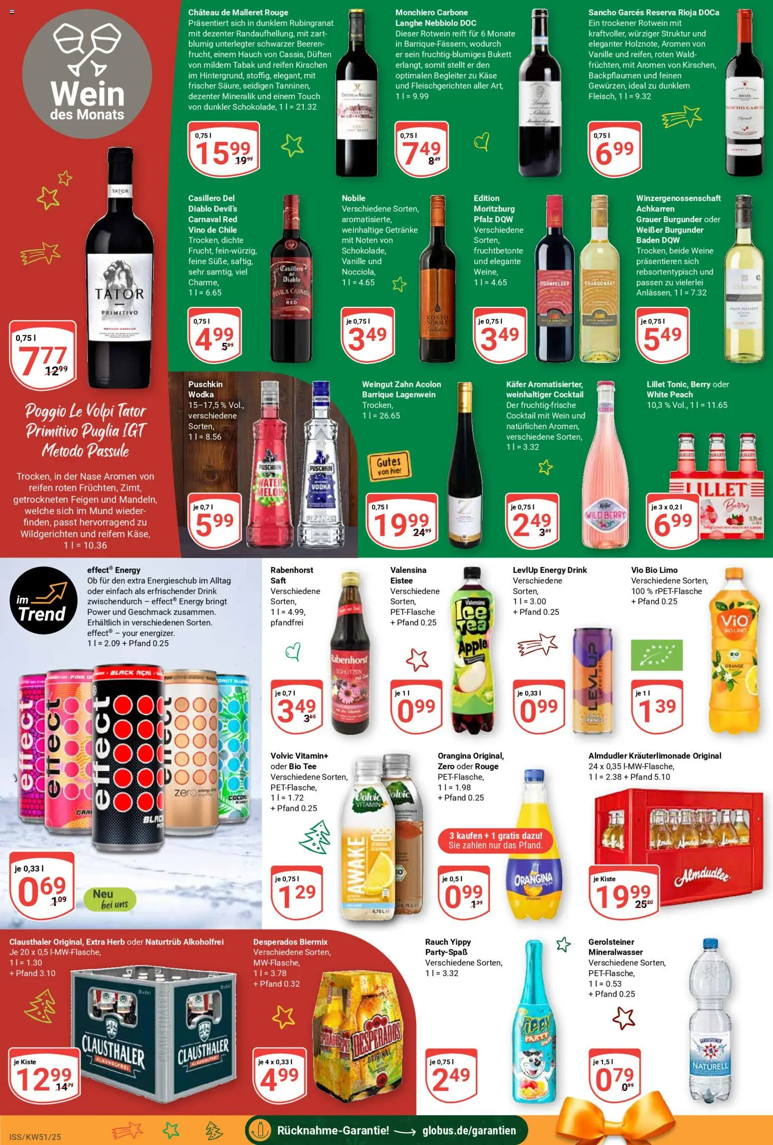 Globus Prospekt 	 – gültig ab 15.12.2025 | Seite: 19 | Produkte: Energy, Käse, Valensina, Wein