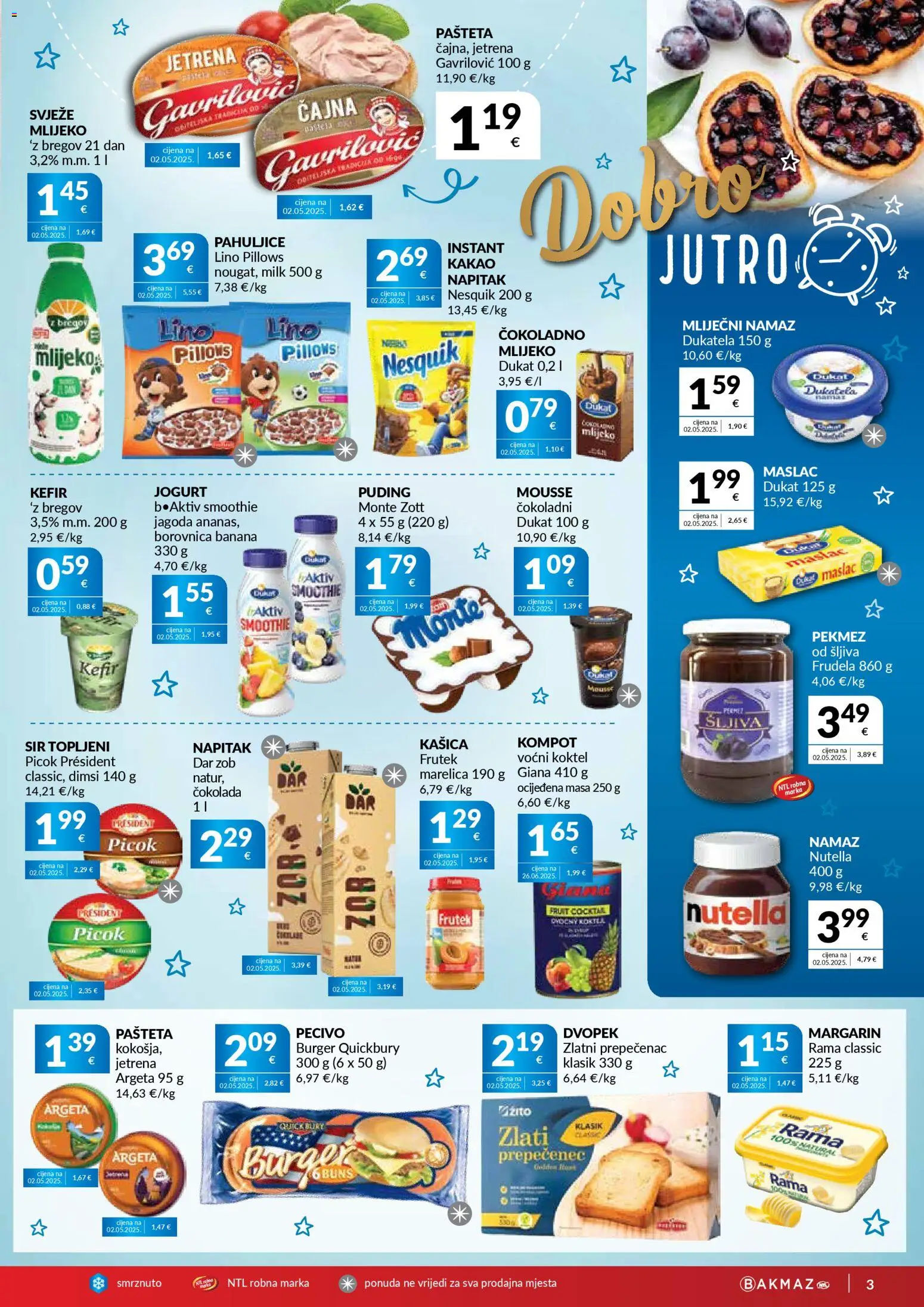 Bakmaz katalog | vrijedi od 08.04.2026 | Stranica: 3 | Proizvodi: Maslac, Čokolada, Pahuljice, Nesquik
