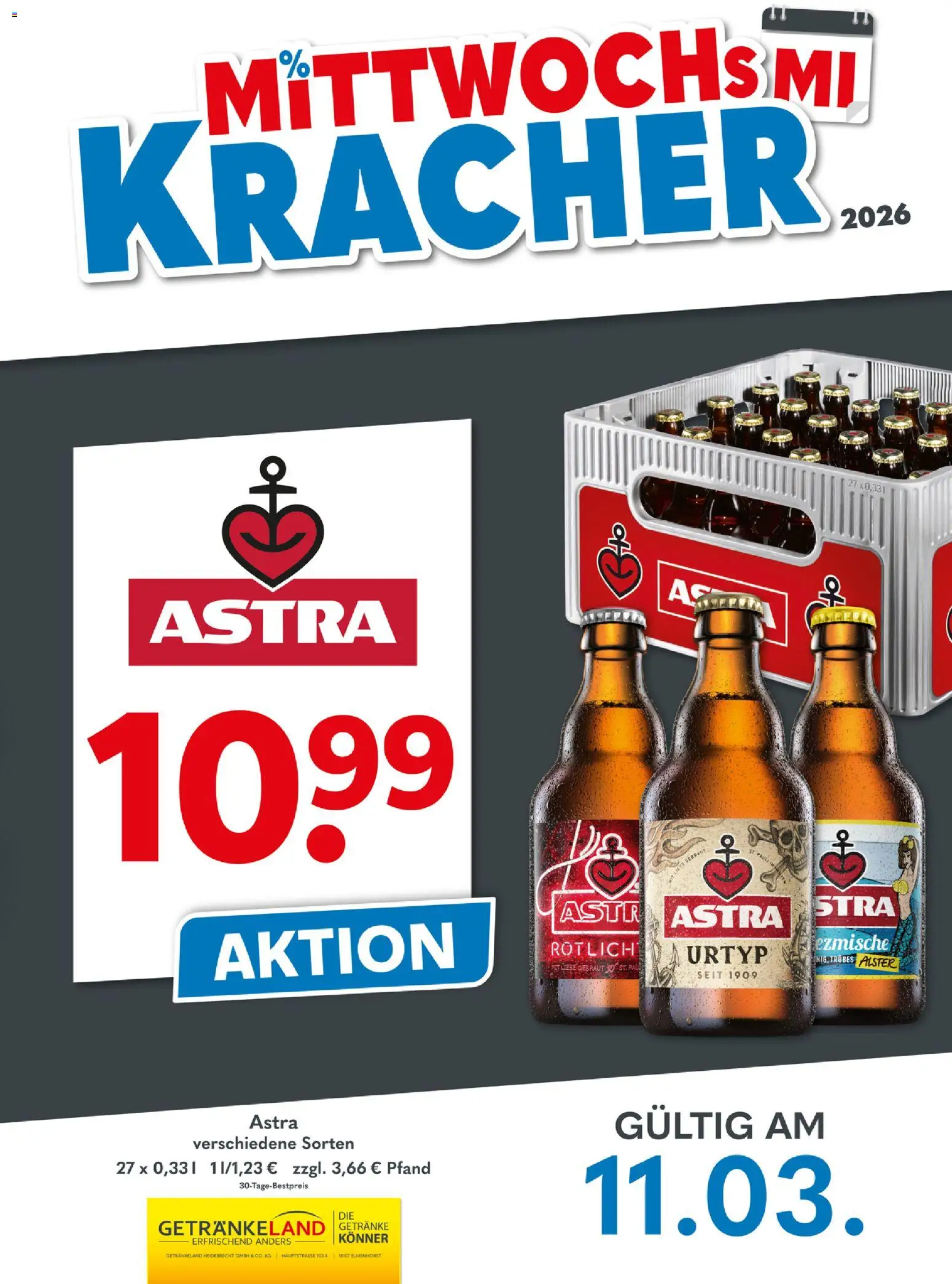 Getränkeland Mittwochs Kracher – gültig ab 11.03.2026 | Seite: 1 | Produkte: Astra