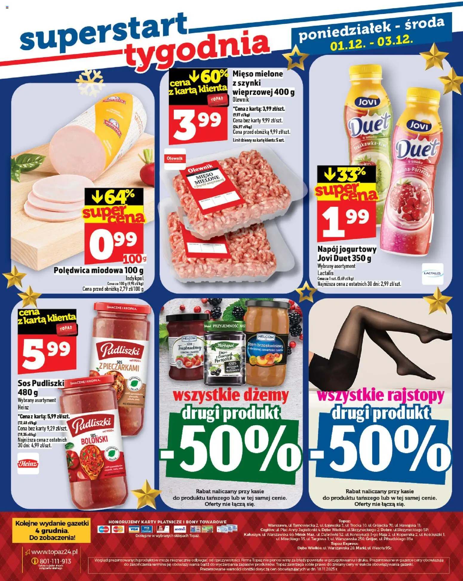 Topaz Gazetka MAZ od 27.11.2025 | Strona: 32 | Produkty: Karta, Rajstopy, Mięso, Dżem