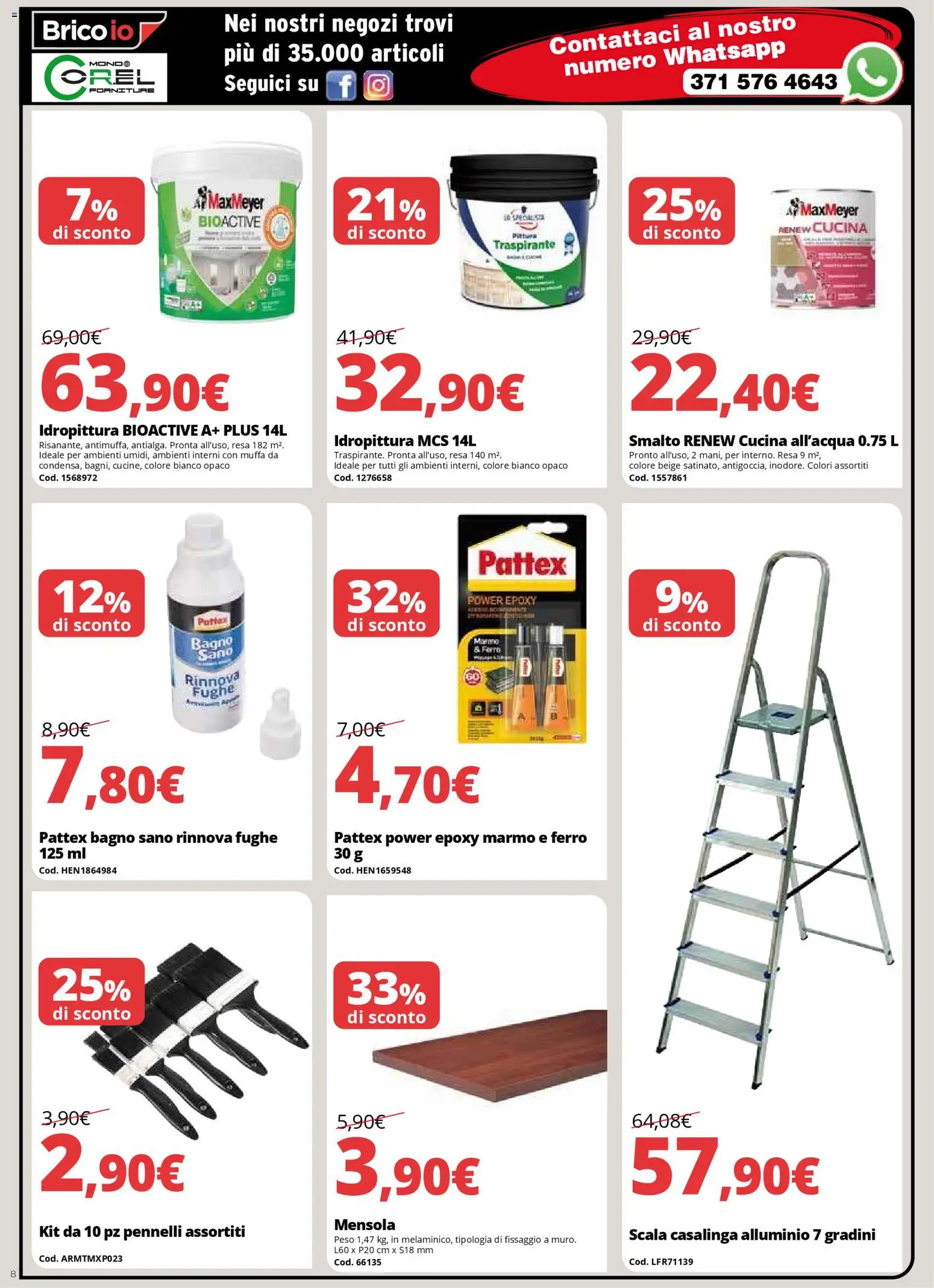 Volantino Brico io del 13.11.2025 | Pagina: 8 | Prodotti: Pittura, Scala, Alluminio, Mensola