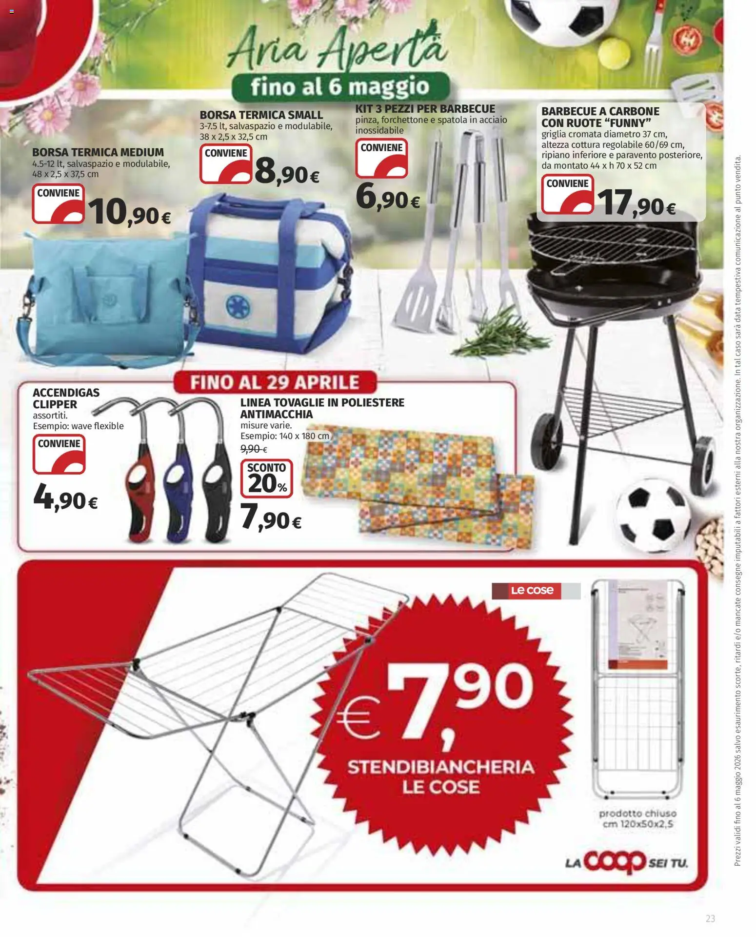 Volantino COOP del 16.04.2026 | Pagina: 23 | Prodotti: Barbecue, Stendibiancheria, Data, Griglia