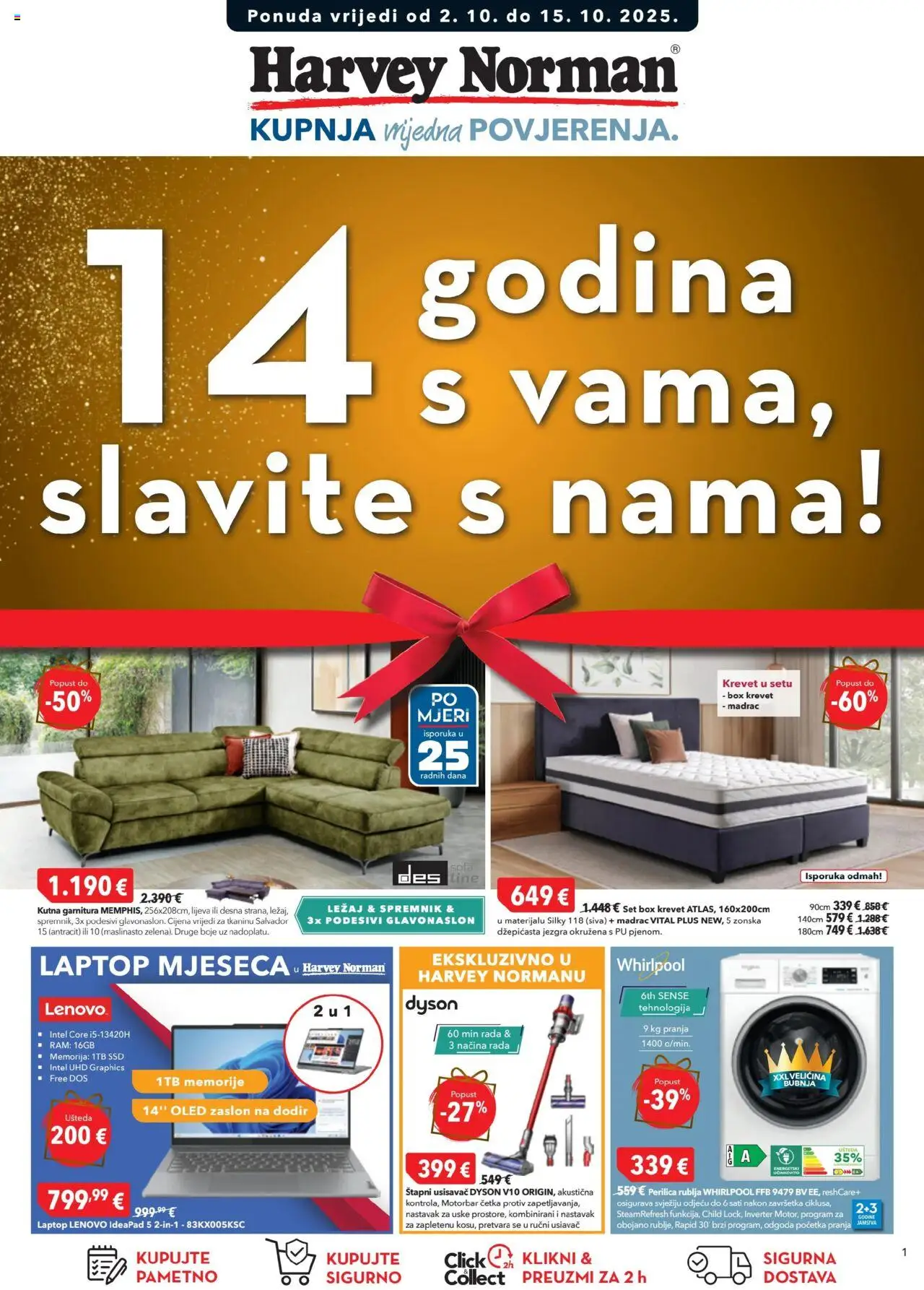 Harvey Norman katalog | vrijedi od 02.10.2025 | Stranica: 1 | Proizvodi: Usisavač, Krevet, Madrac, Četka