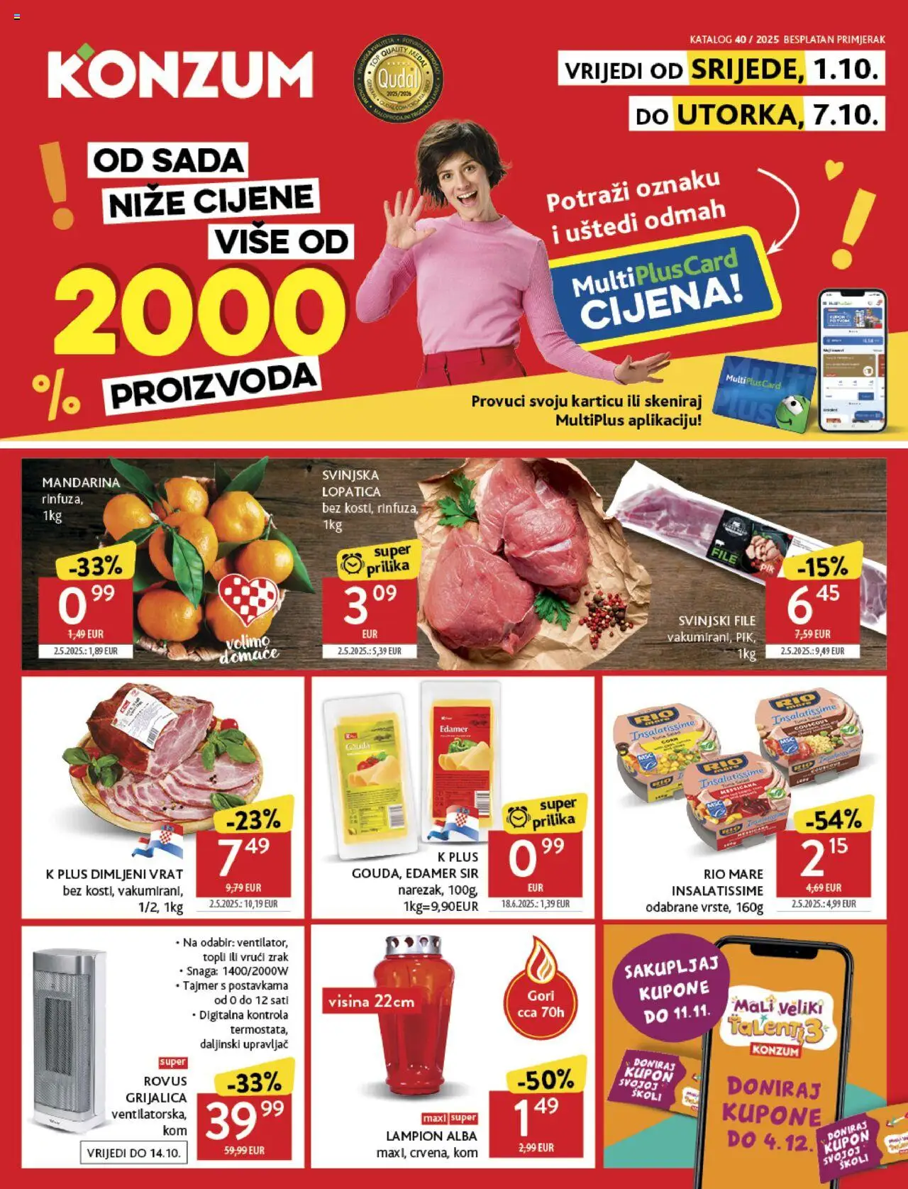 Konzum katalog | vrijedi od 01.10.2025 | Stranica: 1 | Proizvodi: Rio Mare, Mandarina, Lopatica, Tuna