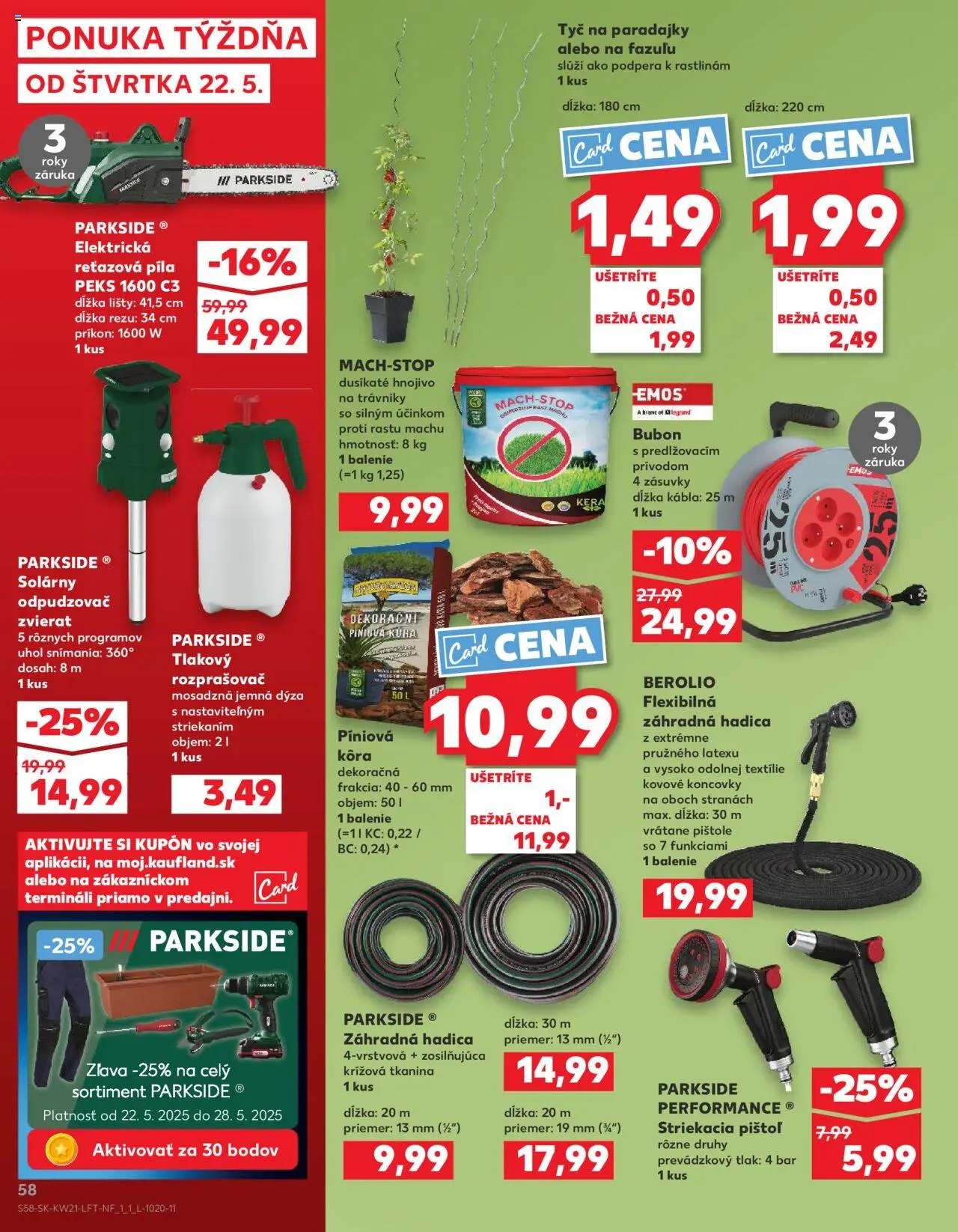 Kaufland Skalica │ platný od 22.05.2025 | Strana: 58 | Produkty: Elektrická reťazová píla, Reťazová píla, Píla, Striekacia pištol