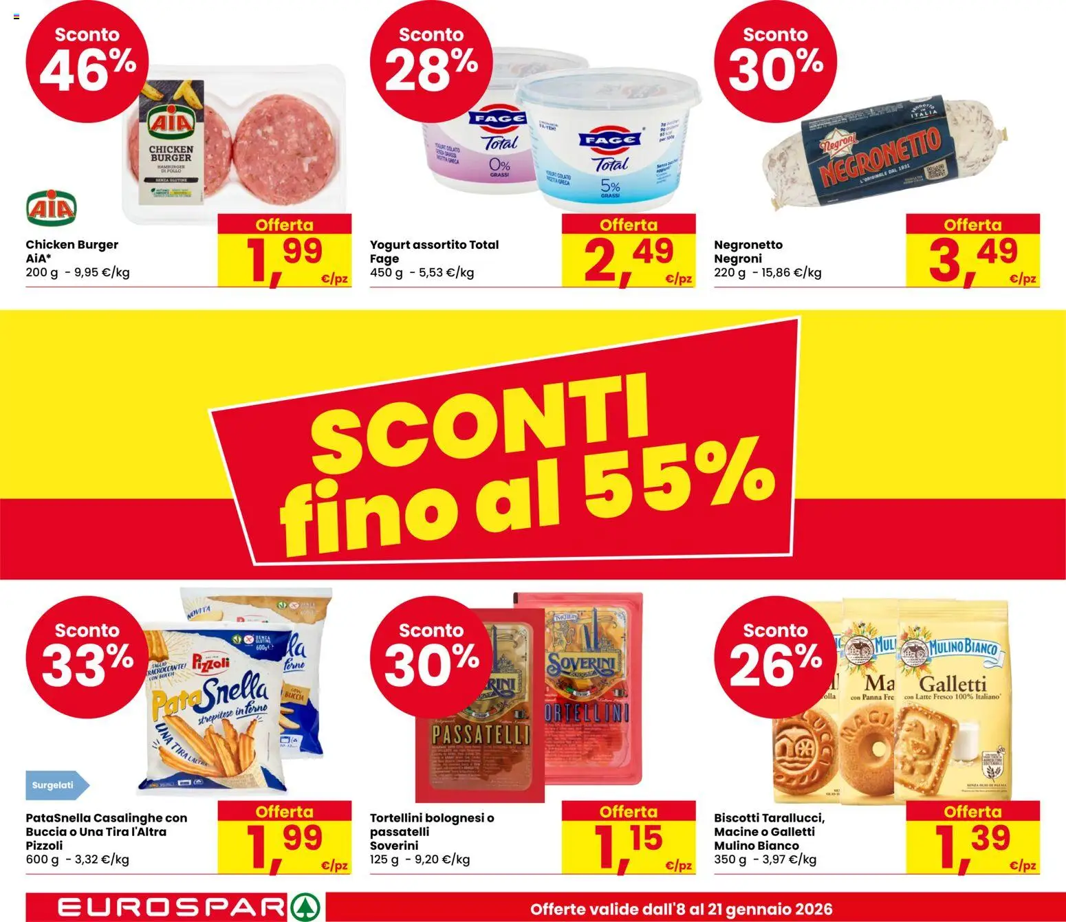 Volantino Despar del 08.01.2026 | Pagina: 2 | Prodotti: Pollo, Panna, Biscotti, Latte