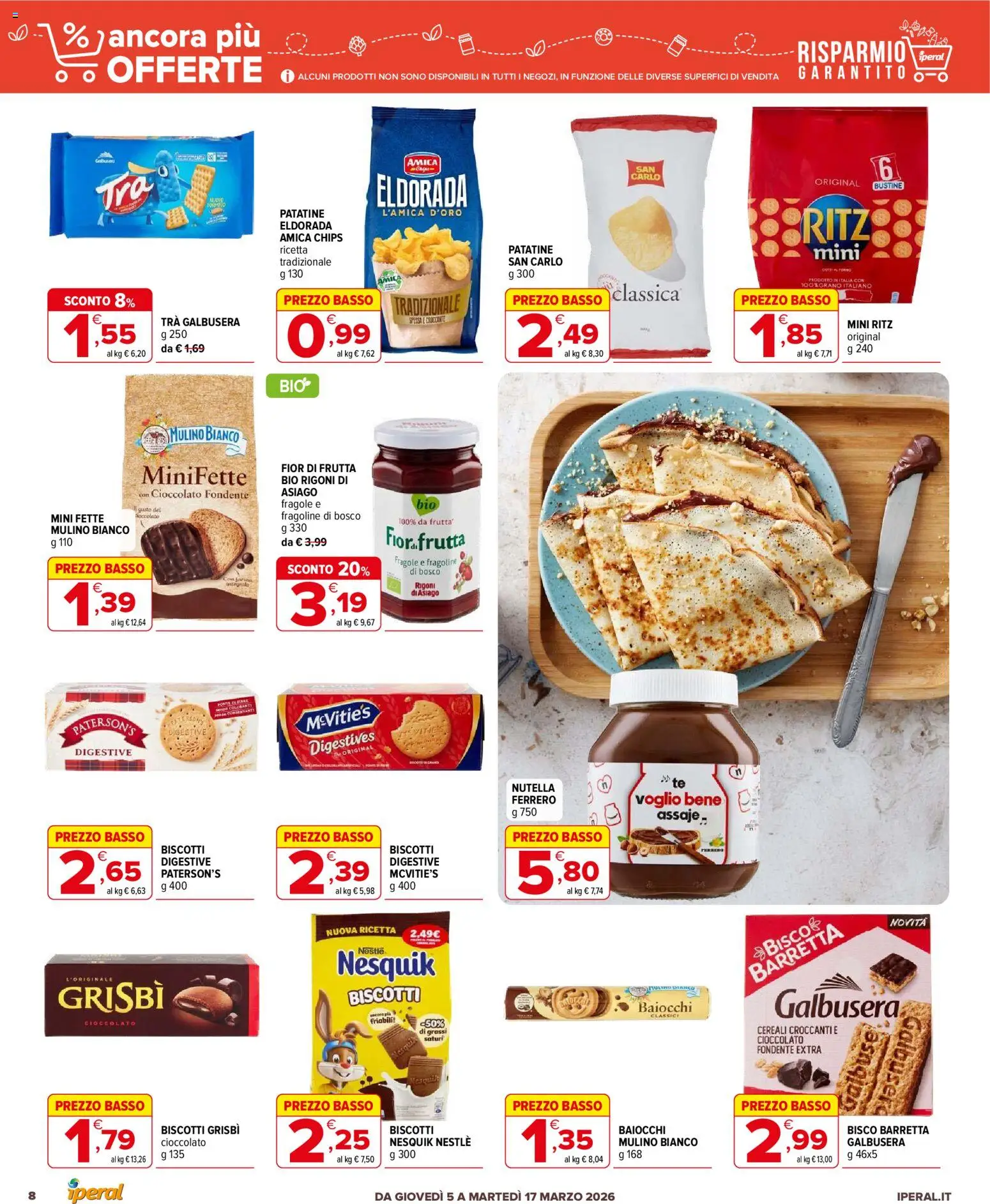 Volantino Iperal del 05.03.2026 | Pagina: 8 | Prodotti: Fragole, Patatine, Nutella, Barretta