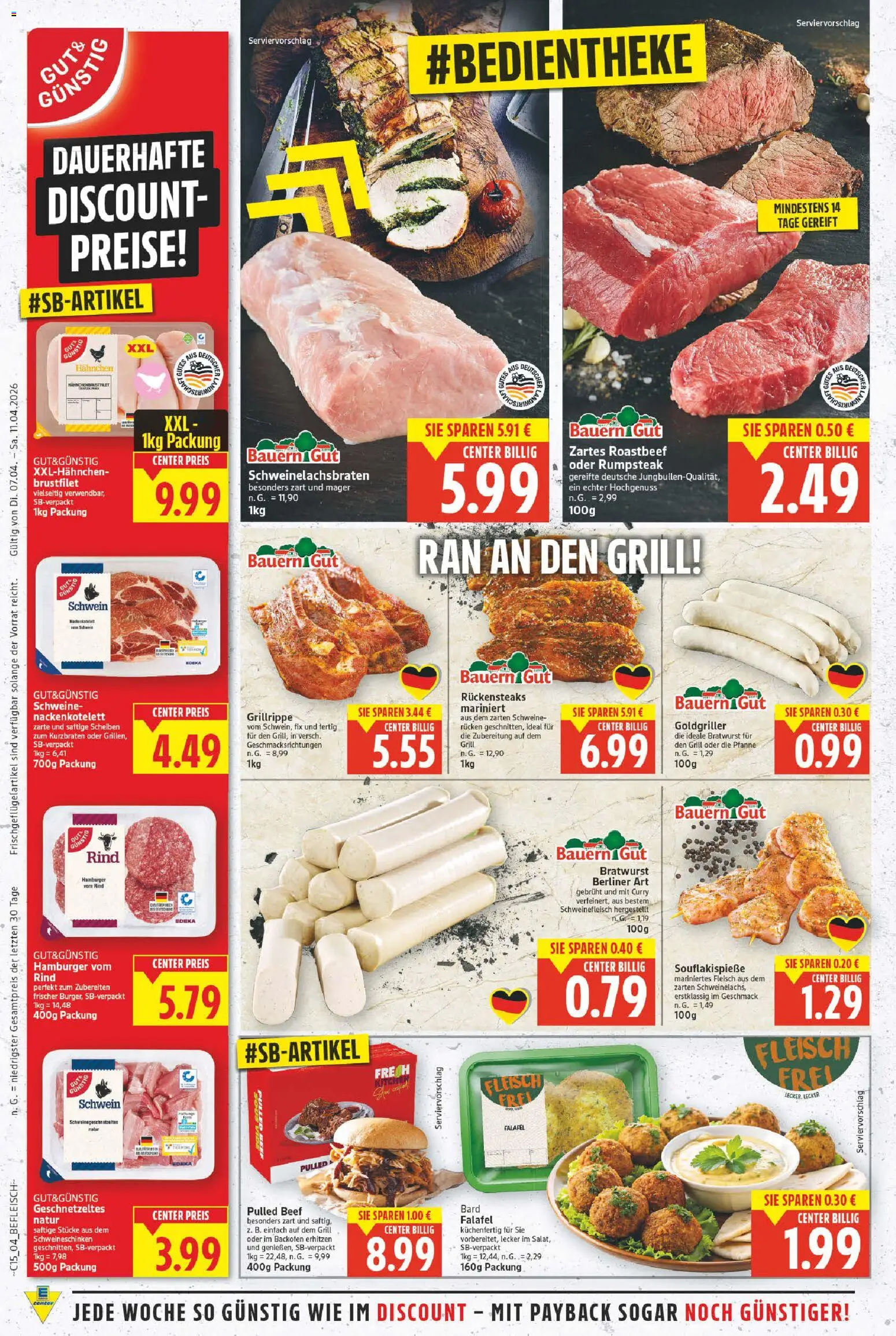E center Prospekt 	 – gültig ab 07.04.2026 | Seite: 6 | Produkte: Rumpsteak, Hahnchen, Backofen, Schweinefleisch