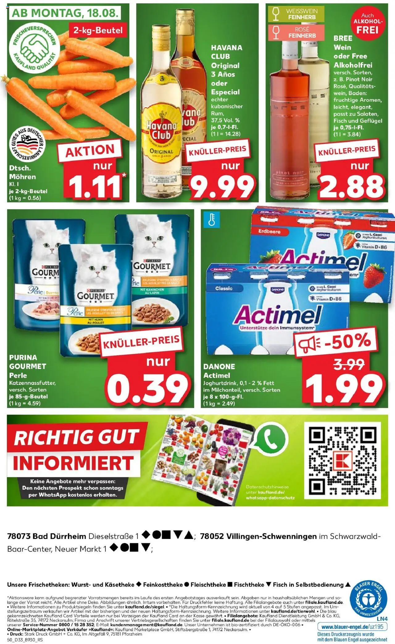 Kaufland prospekt Bad Dürrheim	 - gültig ab dem 14.08.2025 | Seite: 50 | Produkte: Actimel, Rum, Wurst, Wein