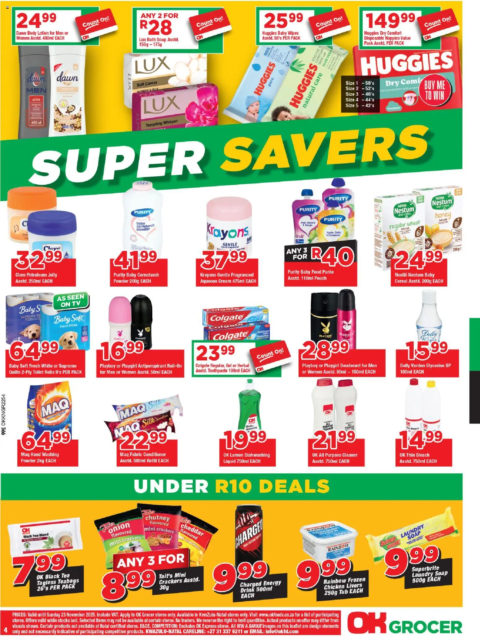 New OK Foods catalogue – valid from 12.11.2025 | Page: 4 | Products: Toilet, Bleach, Soap, Dishwashing liquid