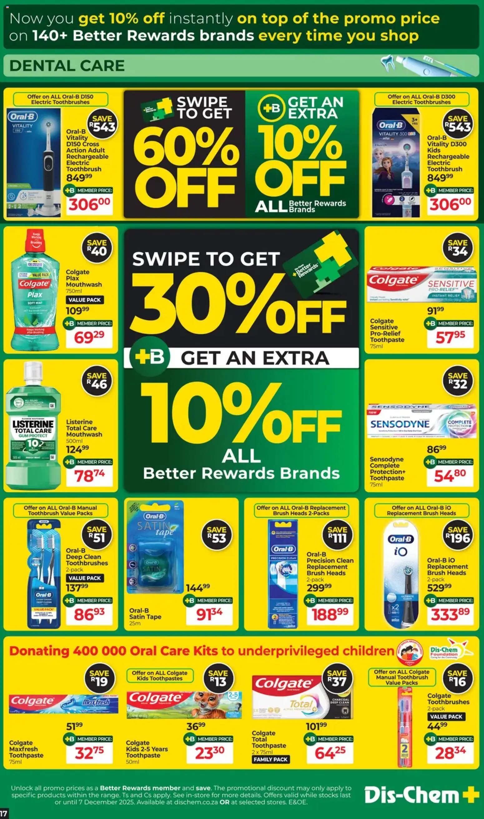 New Dis-Chem catalogue – valid from 18.11.2025 | Page: 17 | Products: Brush, Toothpaste, Tape, Toothbrush