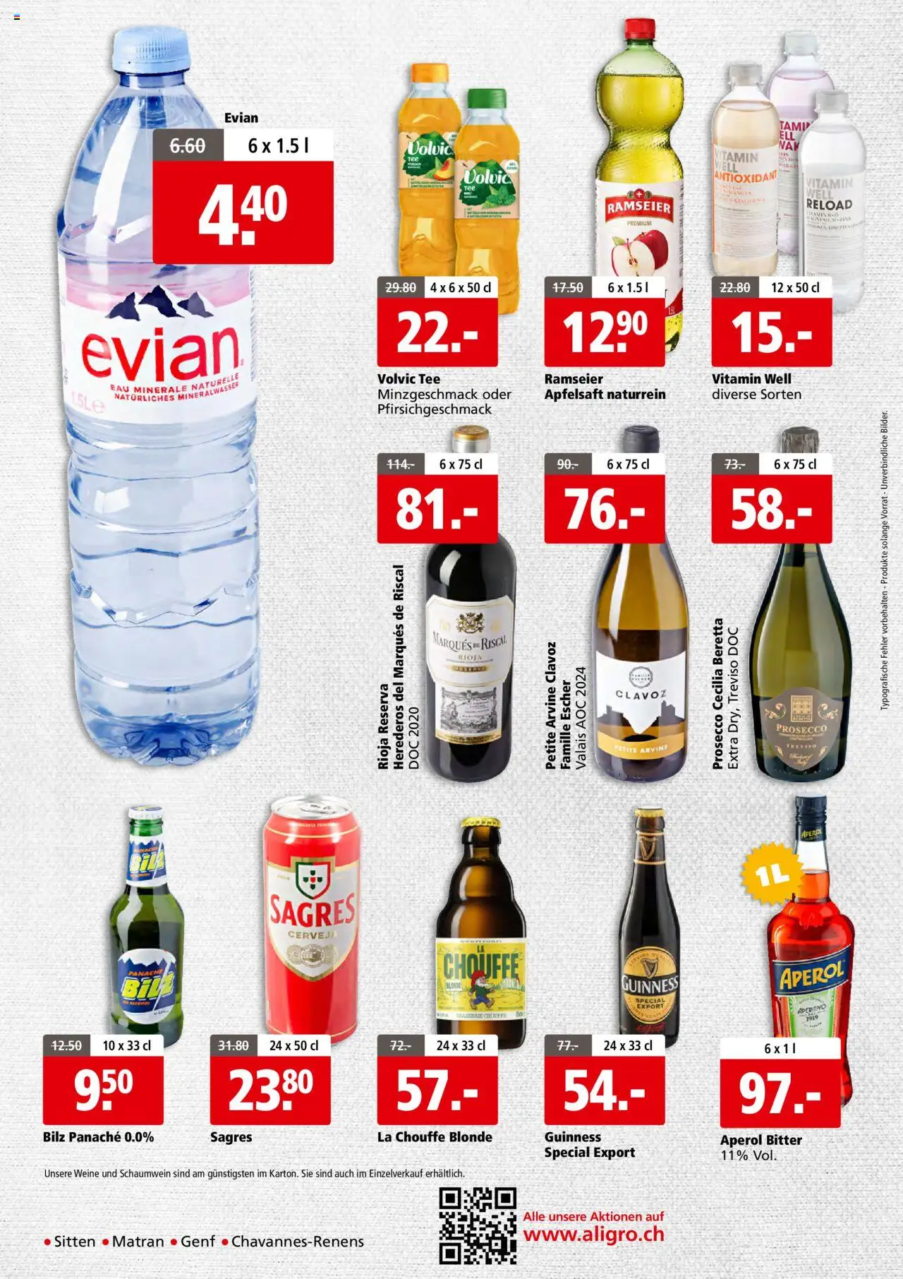 Aligro Businesskunden Chavannes, Matran, Genf, Sitten – gültig ab 20.10.2025 | Seite: 4 | Produkte: Apfelsaft, Mineralwasser, Tee