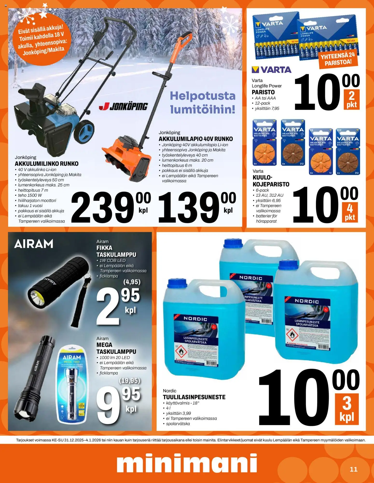 Minimani tarjoukset – voimassa 31.12.2025 alkaen | Sivu: 11 | Tuotteet: Taskulamppu, Lasinpesuneste