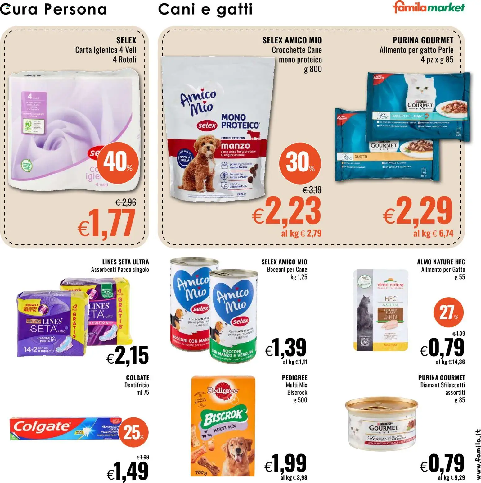 Volantino Famila del 09.04.2026 | Pagina: 17 | Prodotti: Dentifricio, Verdure, Vitello, Crocchette cane