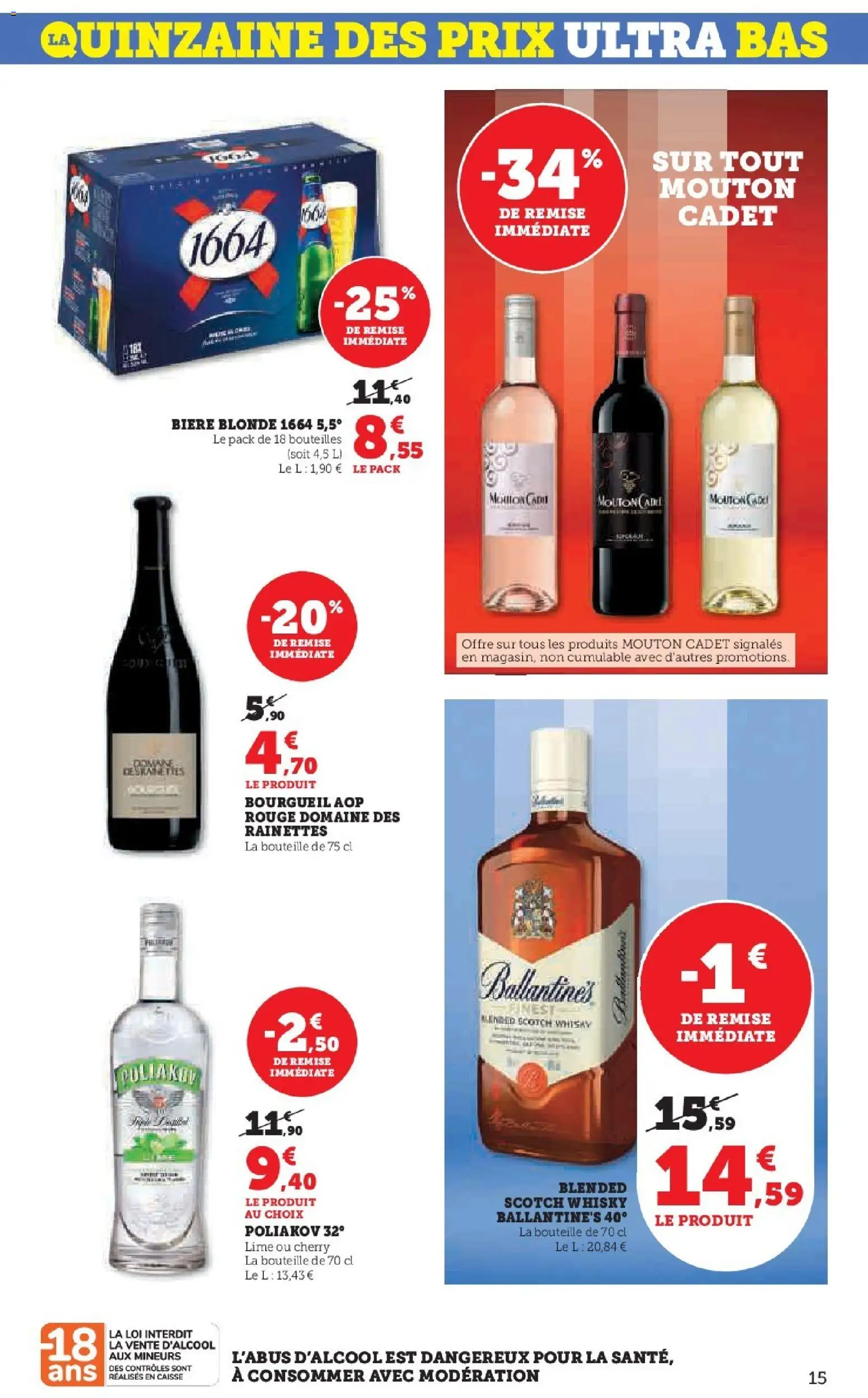 {H1} | Page: 15 | Produits: Biere blonde 1664, Whisky, Bière blonde, Bière