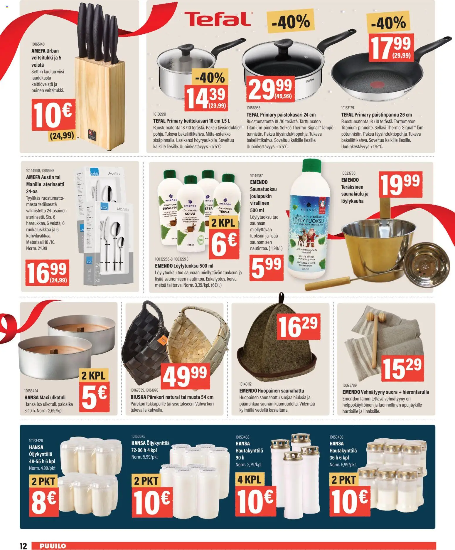 Puuilo tarjoukset – voimassa 24.11.2025 alkaen | Sivu: 12 | Tuotteet: Tuoksu, Saunatuoksu, Paistinpannu, Kori