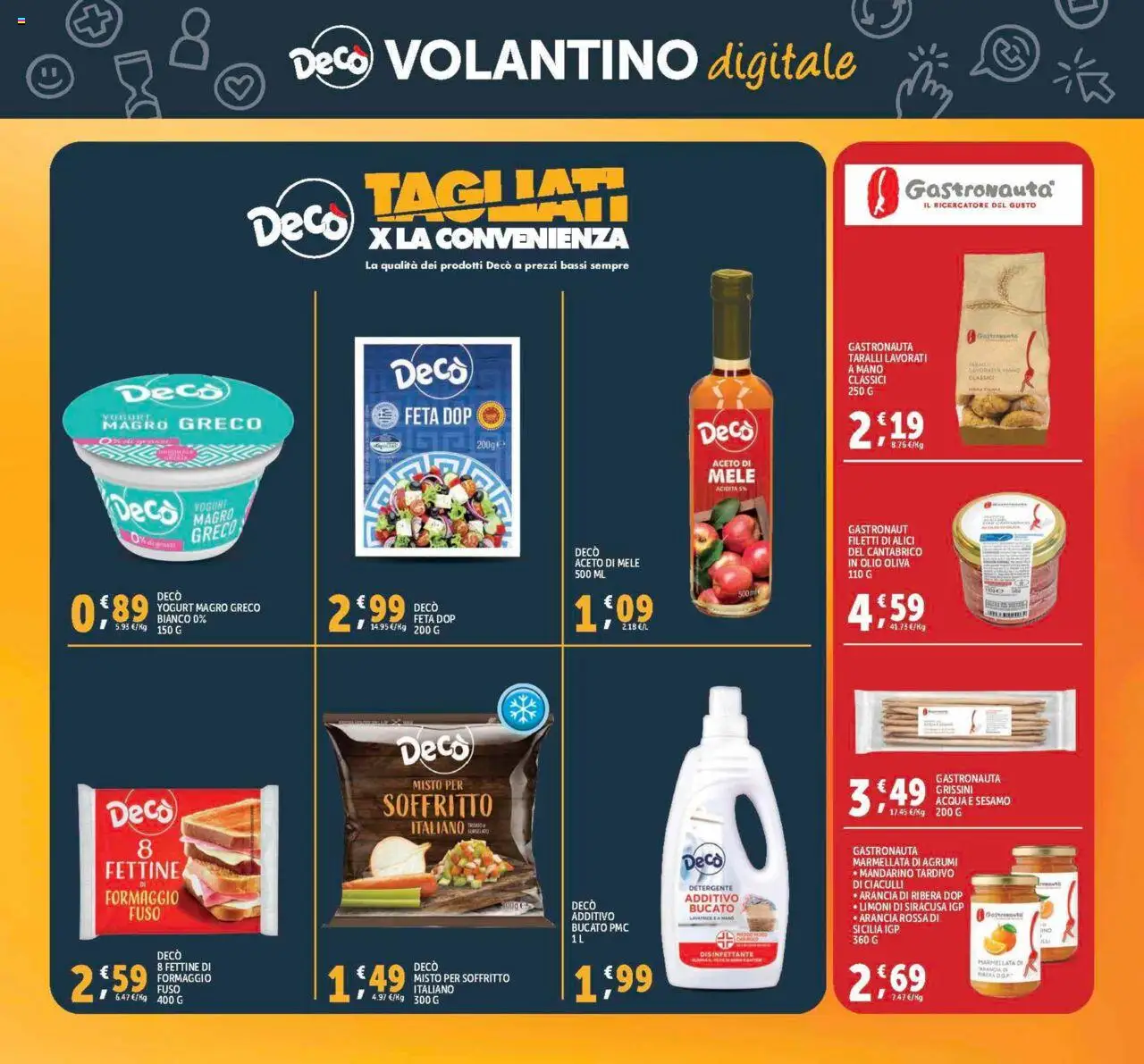 Volantino Decò del 12.09.2025 | Pagina: 34 | Prodotti: Aceto di mele, Olio, Aceto, Alici