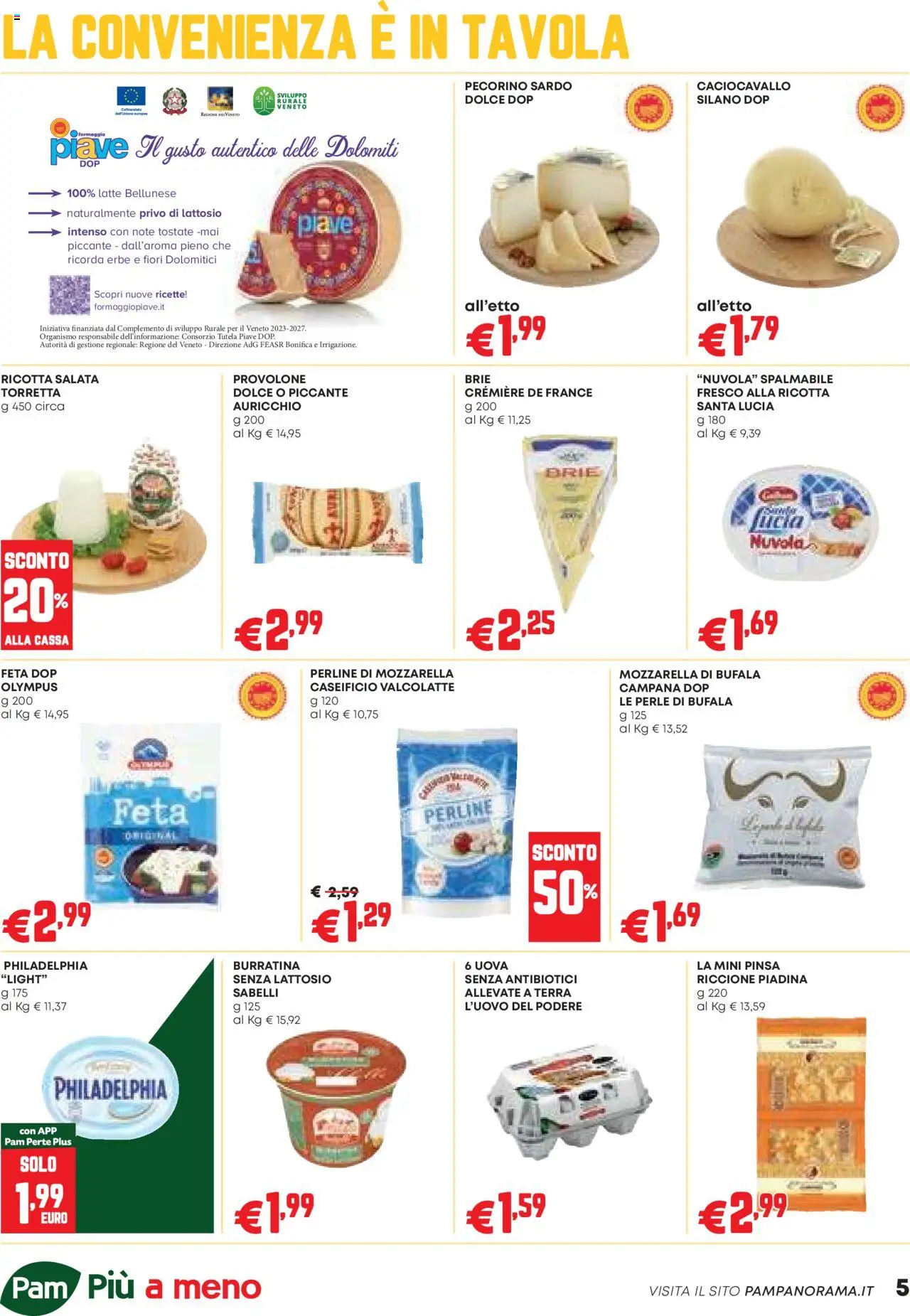 Volantino PAM del 07.08.2025 | Pagina: 5 | Prodotti: Latte, Ricotta, Pecorino, Terra