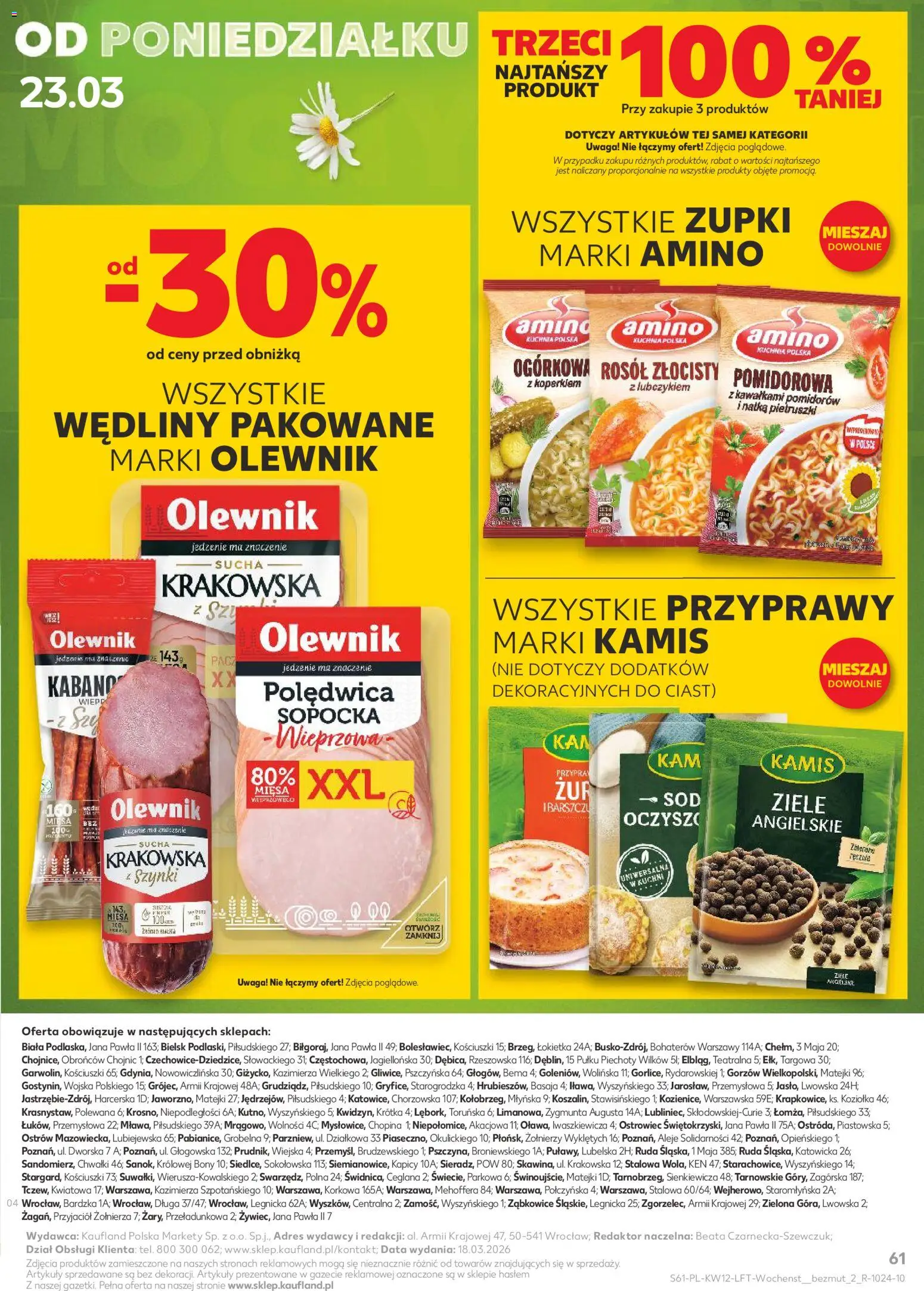 Kaufland gazetka od 19.03.2026 | Strona: 61 | Produkty: Wędliny, Przyprawy