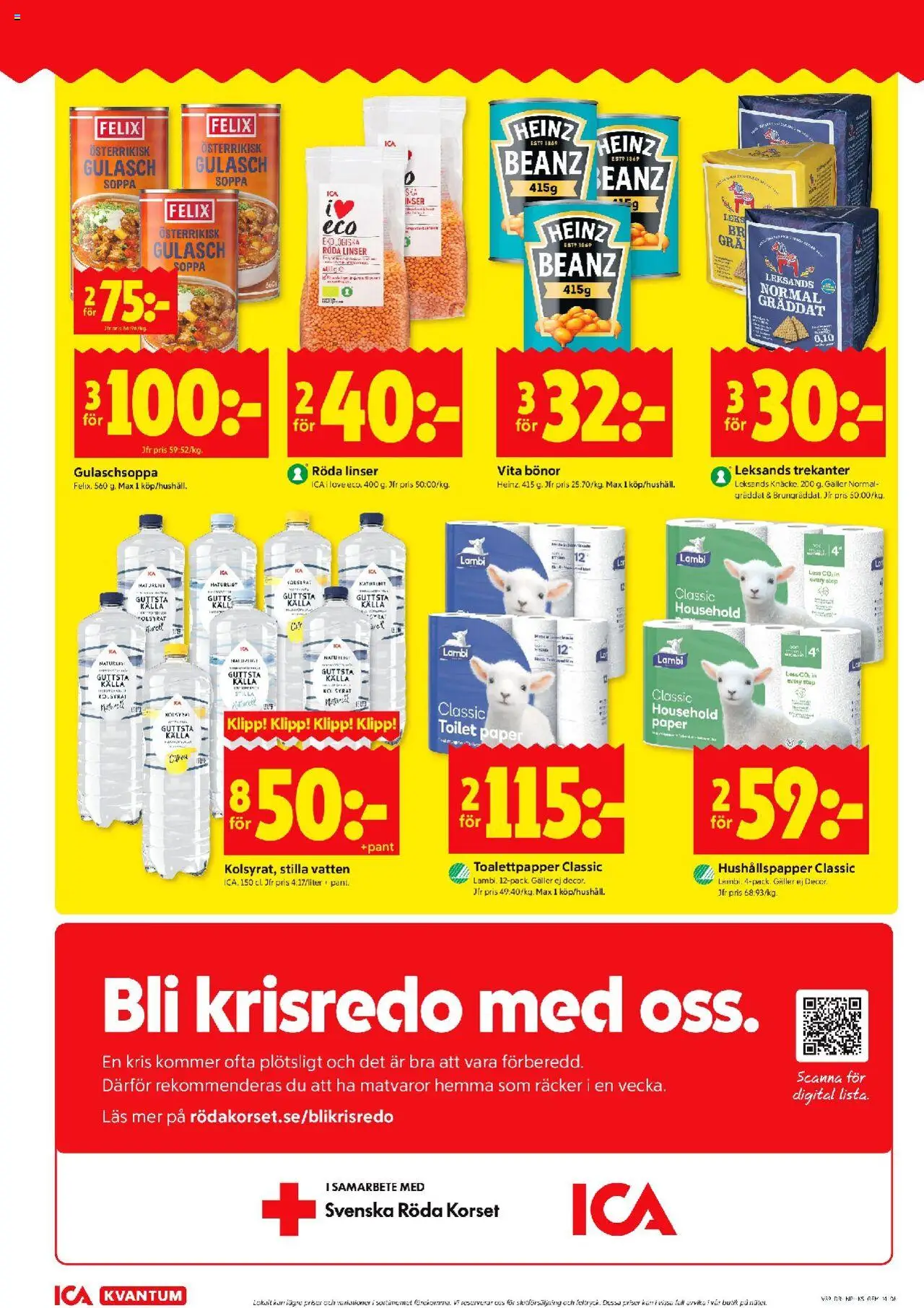 ICA Kvantum reklamblad aktuell från 22.09.2025 | Sida: 6 | Produkter: Röda linser, Toalettpapper, Hushållspapper, Soppa