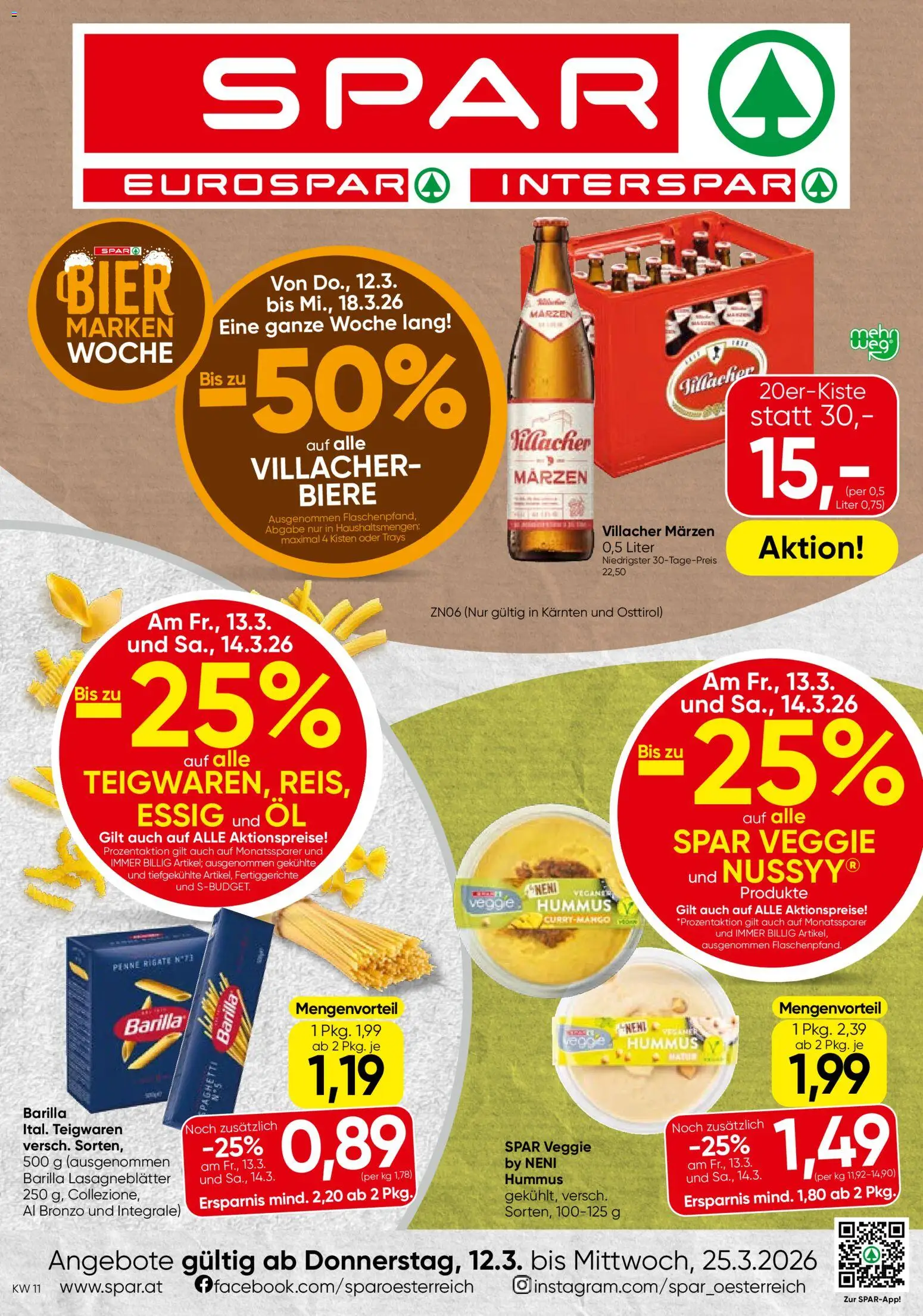 Spar Flugblatt - Kärnten gültig ab 12.03.2026 | Seite: 1 | Produkte: Fertiggerichte, Öl, Bier