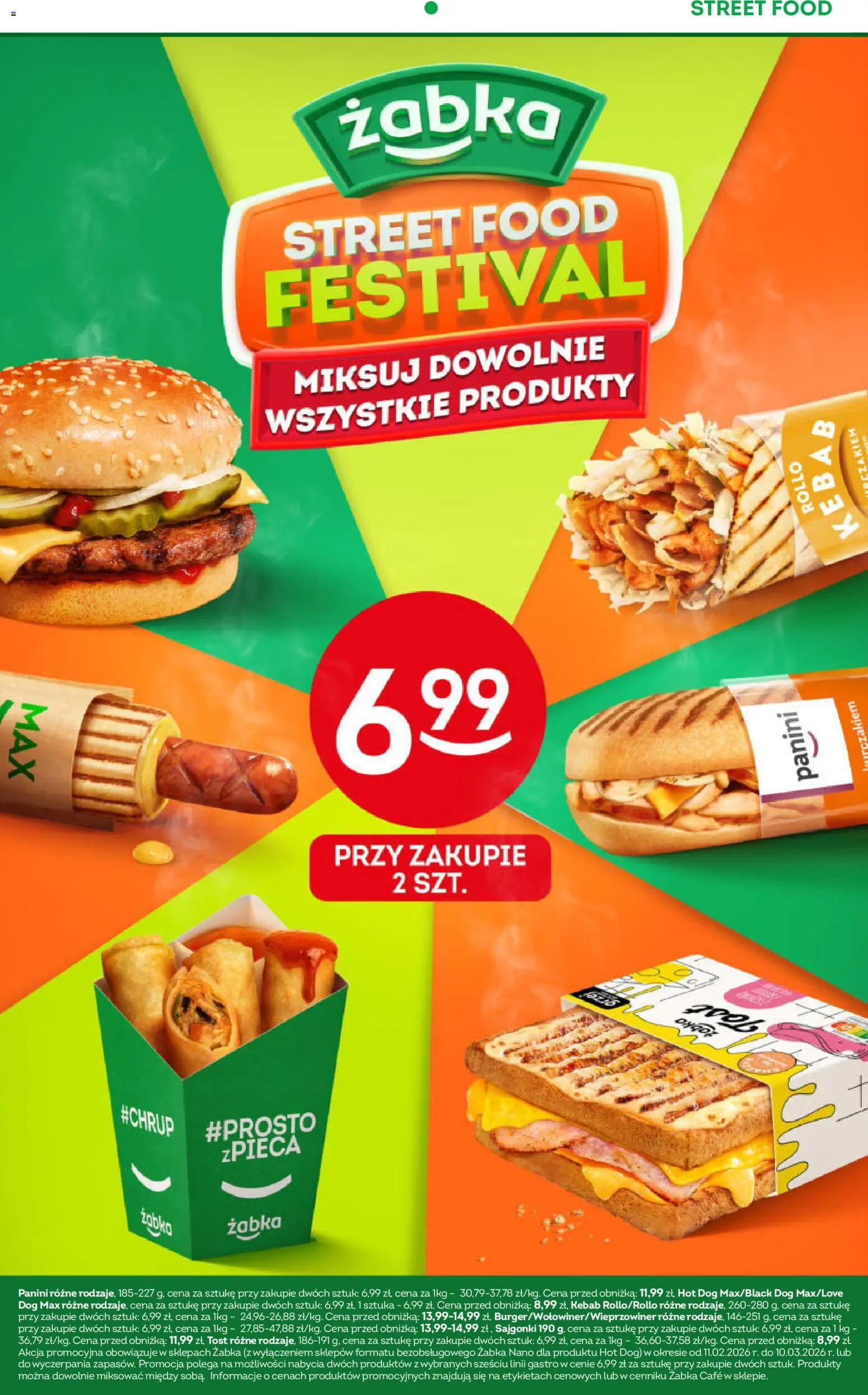 Żabka Gazetka od 11.02.2026 | Strona: 18 | Produkty: Kebab, Panini, Sajgonki