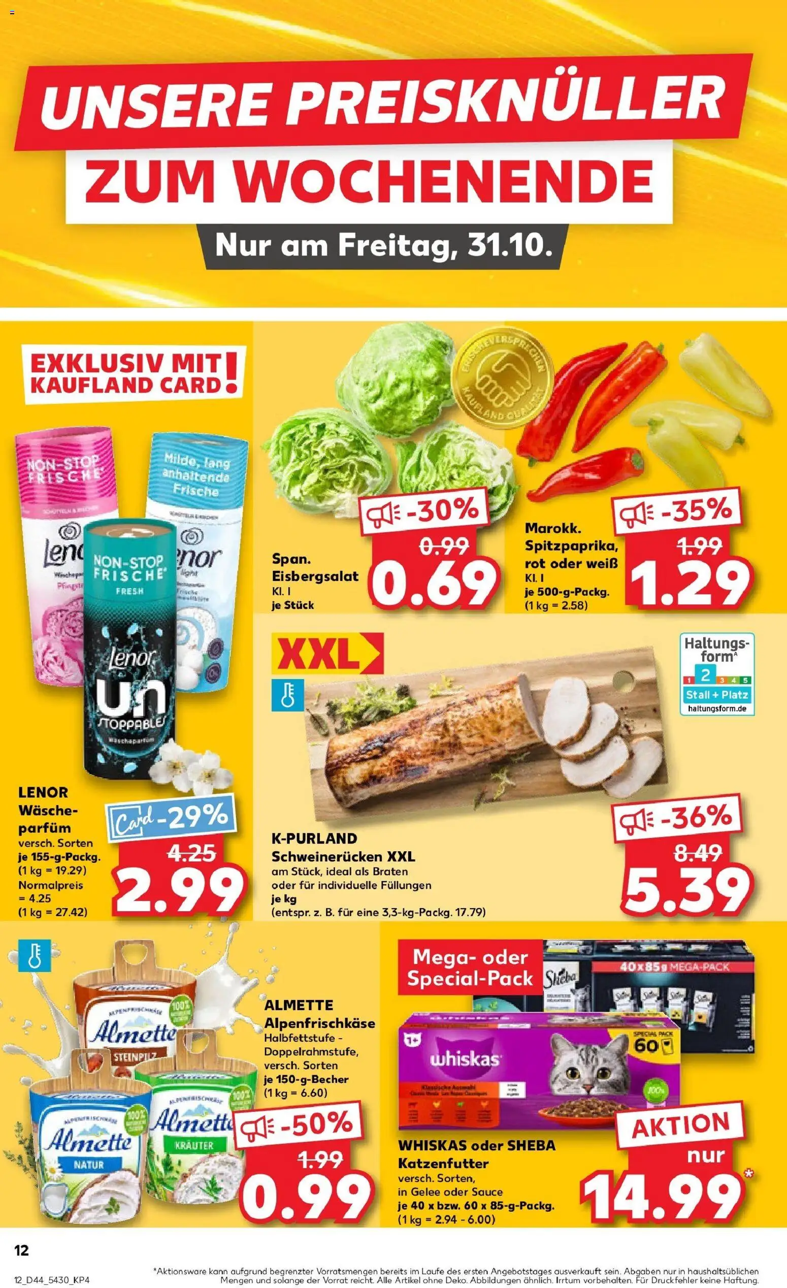 Kaufland prospekt Biberach An Der Riß	 – gültig ab 30.10.2025 | Seite: 12 | Produkte: Almette, Katzenfutter, Parfüm, Schweinerucken
