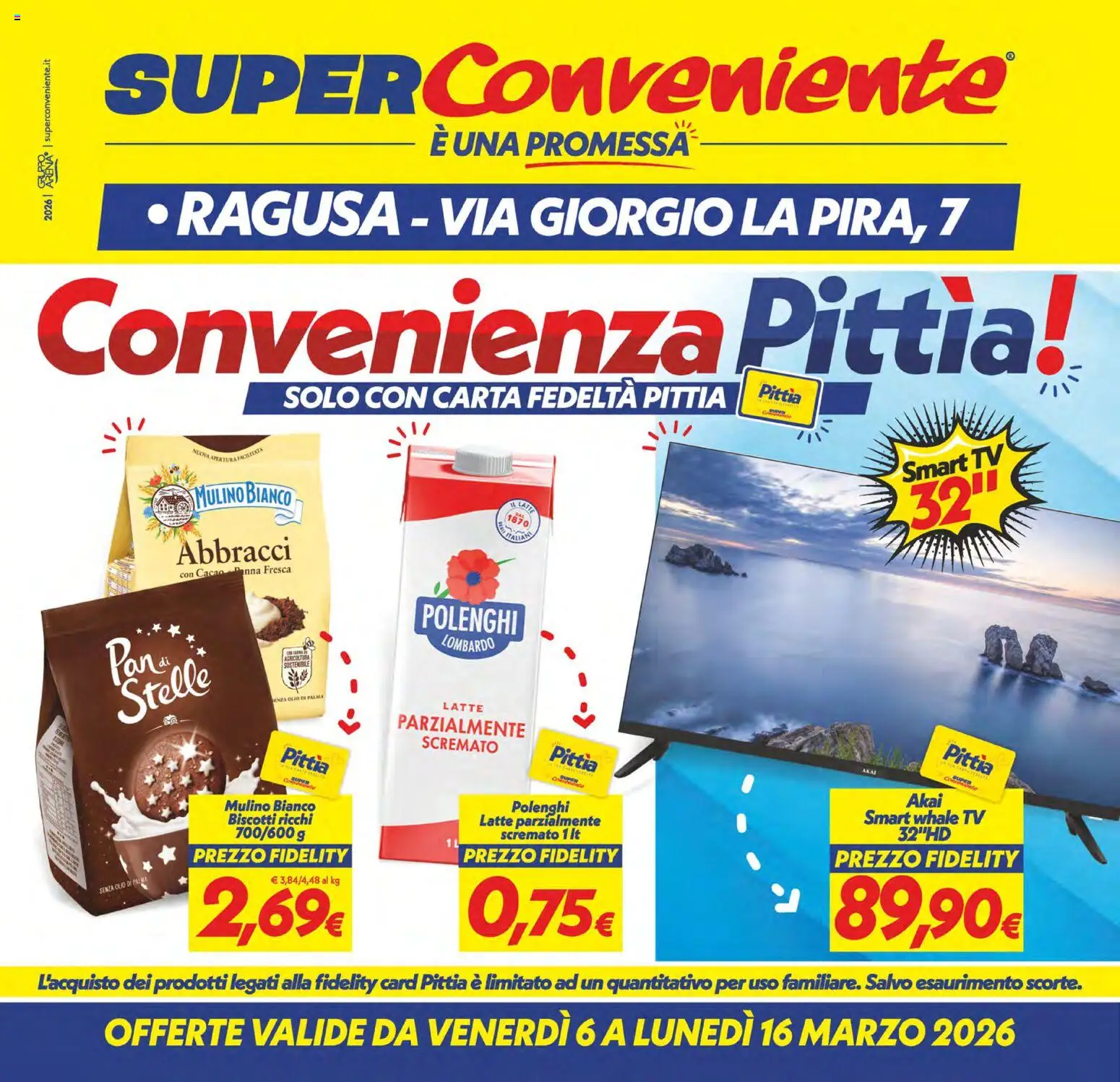 Volantino SuperConveniente del 06.03.2026 | Pagina: 1 | Prodotti: smart TV, Latte, Olio, Cacao