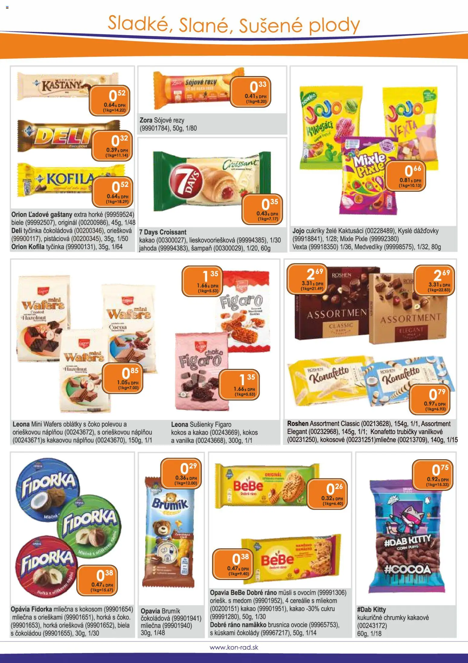Nové KON - RAD akcie – leták je platný od 08.01.2026 | Strana: 21 | Produkty: Gaštany, BeBe Dobré ráno, Cukríky, Cereálie
