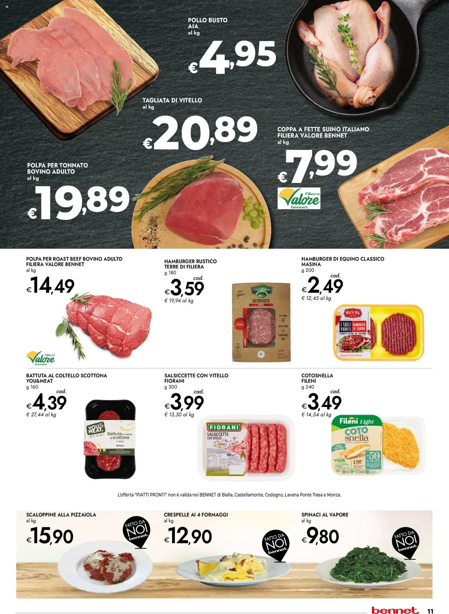 Volantino bennet del 13.11.2025 | Pagina: 11 | Prodotti: Bovino, Spinaci, Vitello, Hamburger