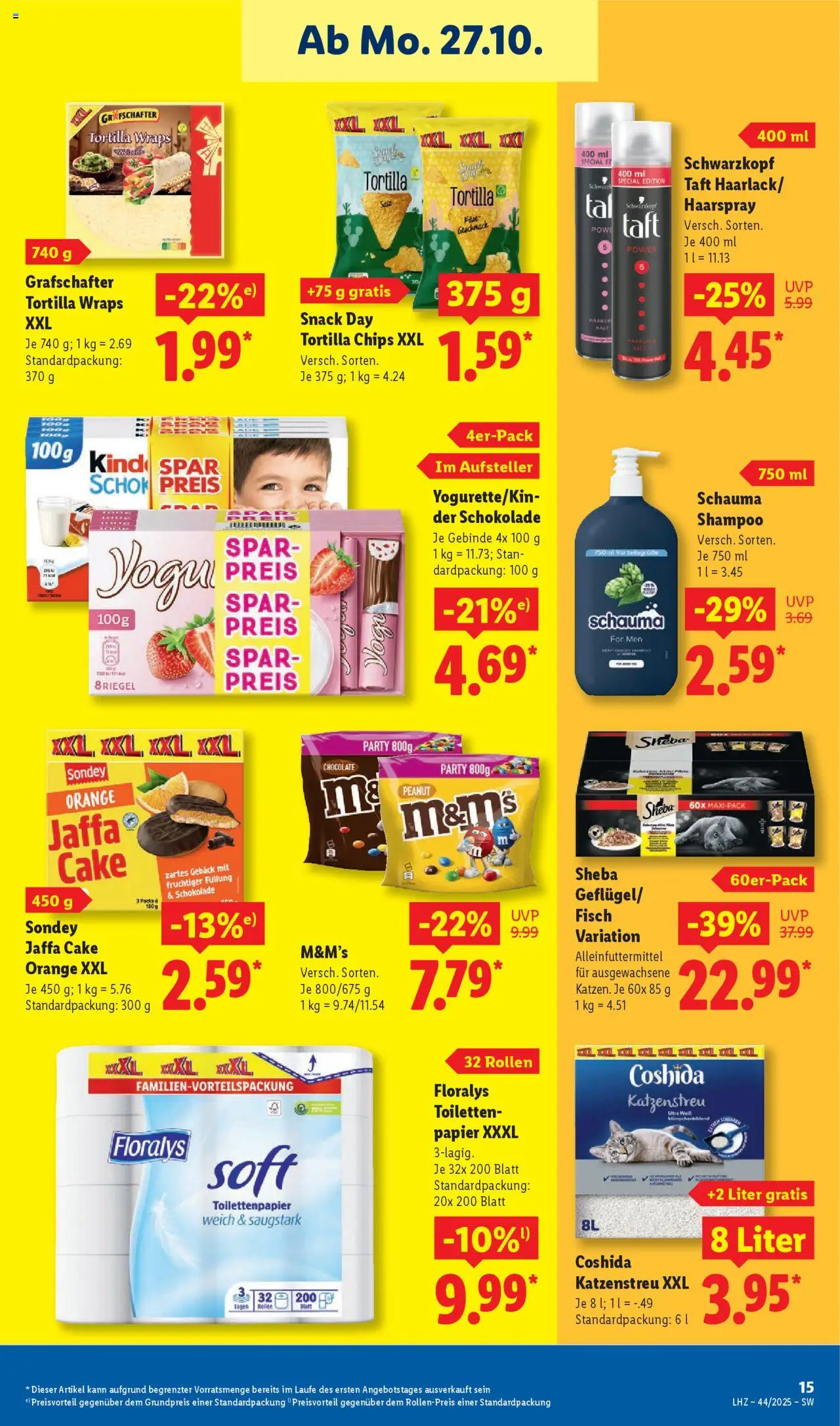 Lidl Prospekt Kornwestheim – gültig ab 27.10.2025 | Seite: 31 | Produkte: Sheba, Shampoo, Haarspray, Chips