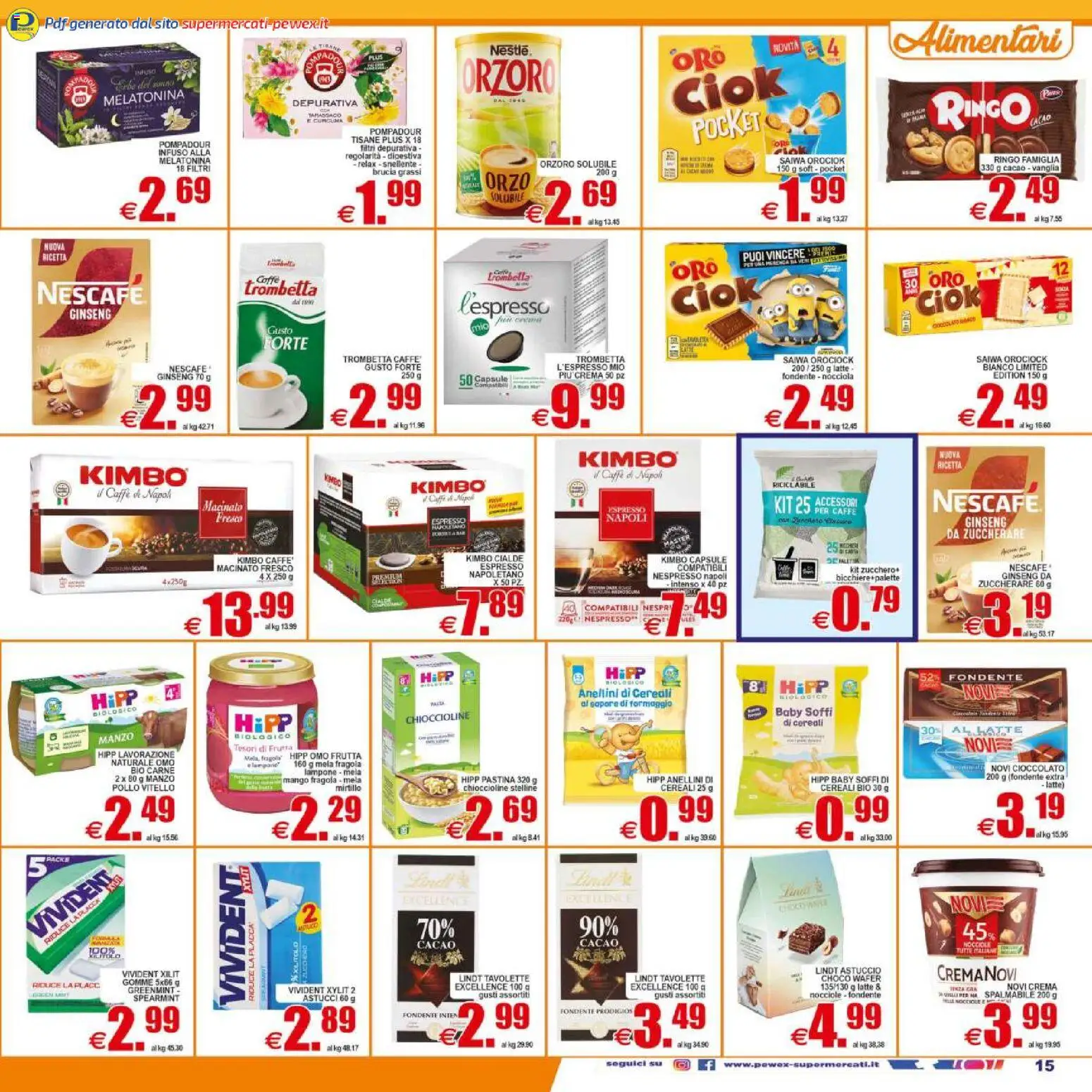 Volantino Pewex del 29.04.2026 | Pagina: 15 | Prodotti: Pasta, Nocciole, Vitello, Astuccio