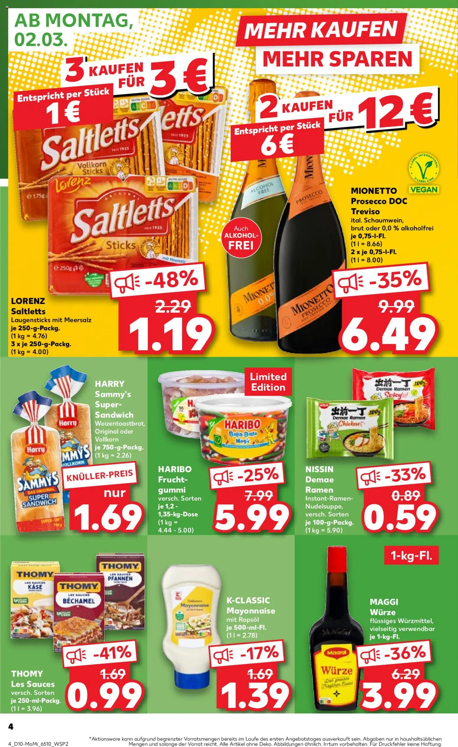 Kaufland prospekt Köln	 – gültig ab 02.03.2026 | Seite: 4 | Produkte: Thomy les sauces, Maggi, Prosecco, Mayonnaise